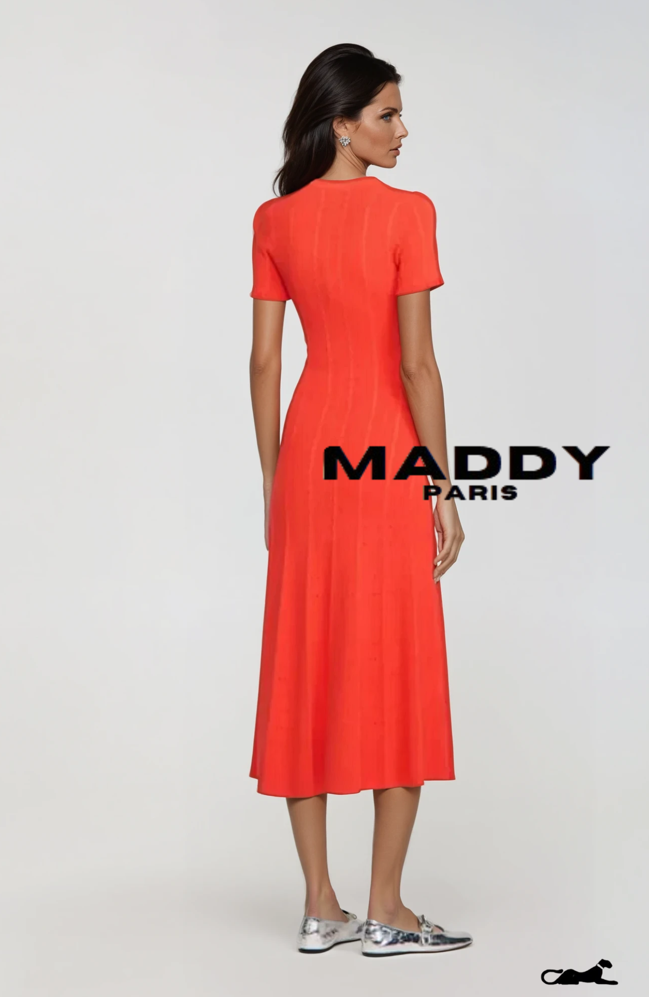 SANDRO ROMA KNIT MIDI DRESS - ORANGE