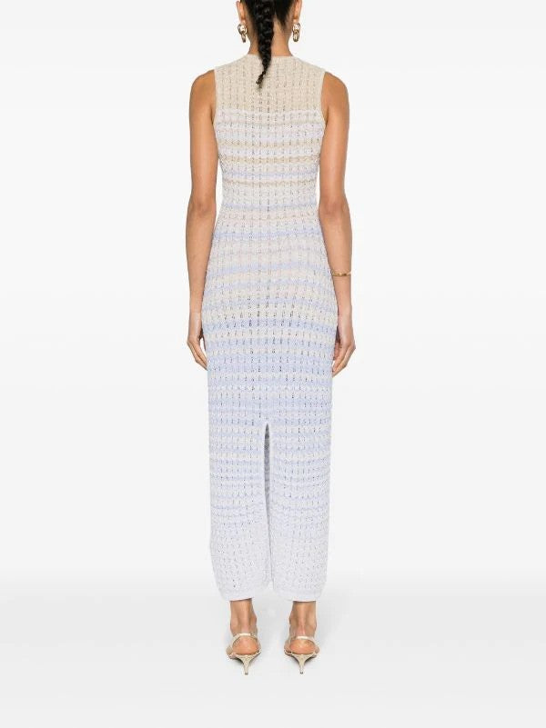 SANDRO Gradient Zade chevron-knit maxi dress - Blue