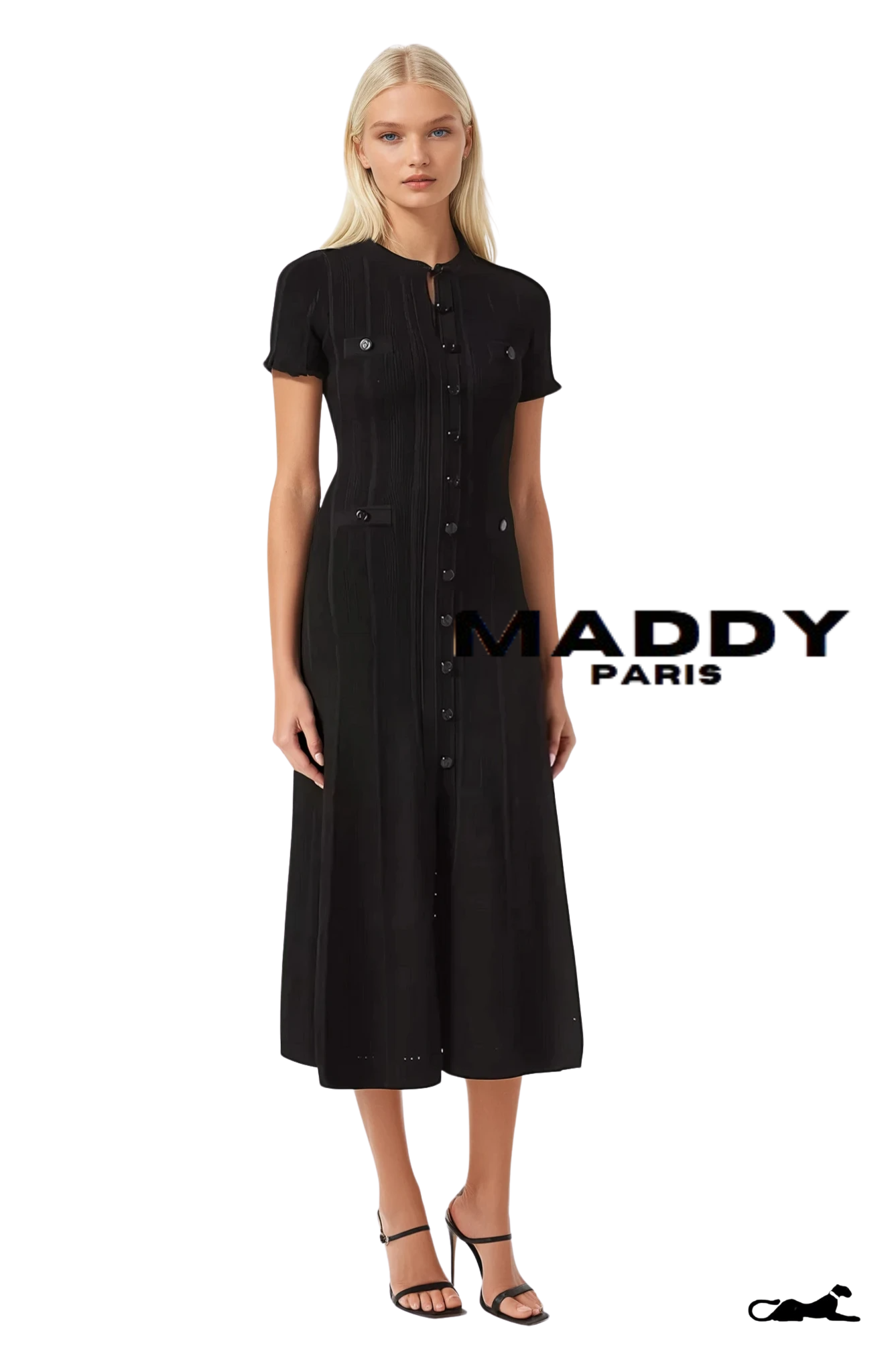 MADDY PARIS GISELLE CREPE MIDI DRESS - BLACK
