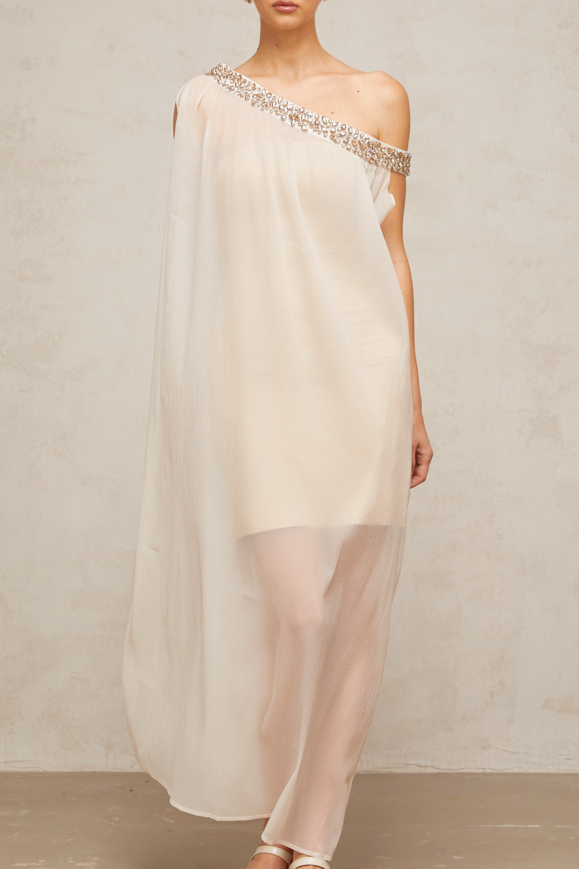 Austen crystal-embellished semi-sheer midi dress (Final Sale)