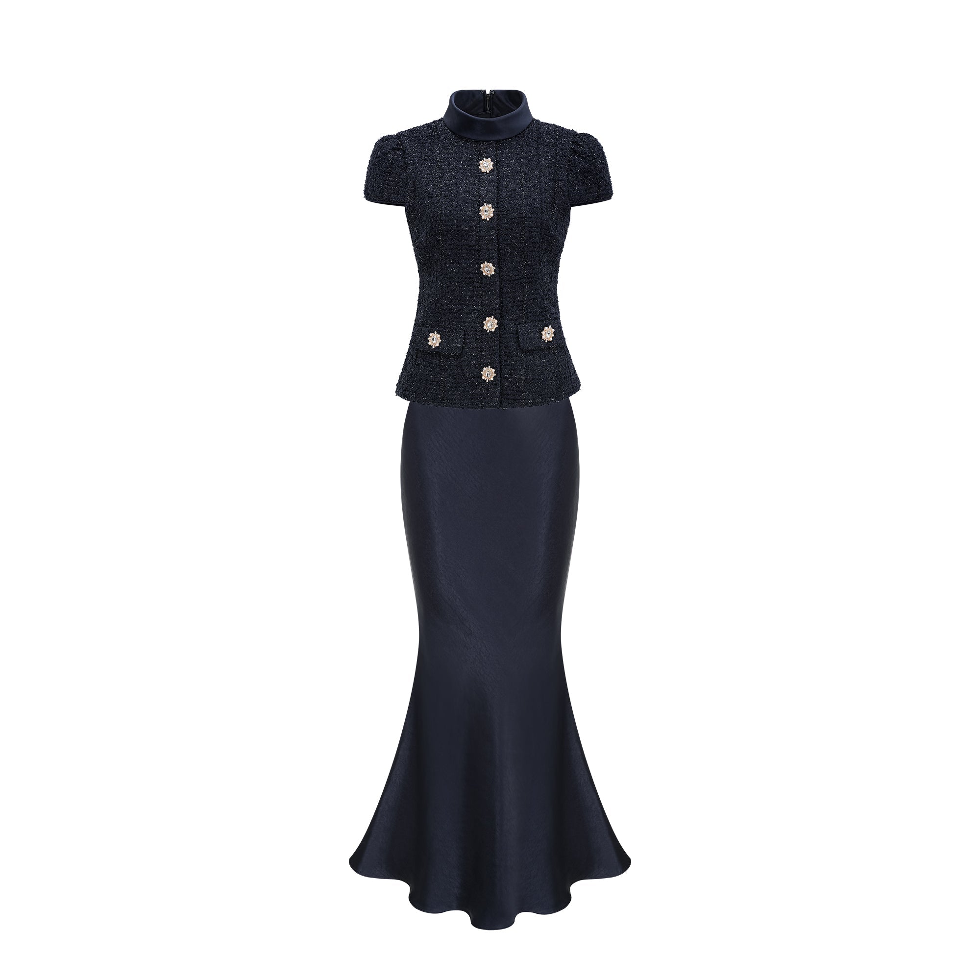 Josette blue peplum-waist panelled maxi dress (Final Sale-US Only)