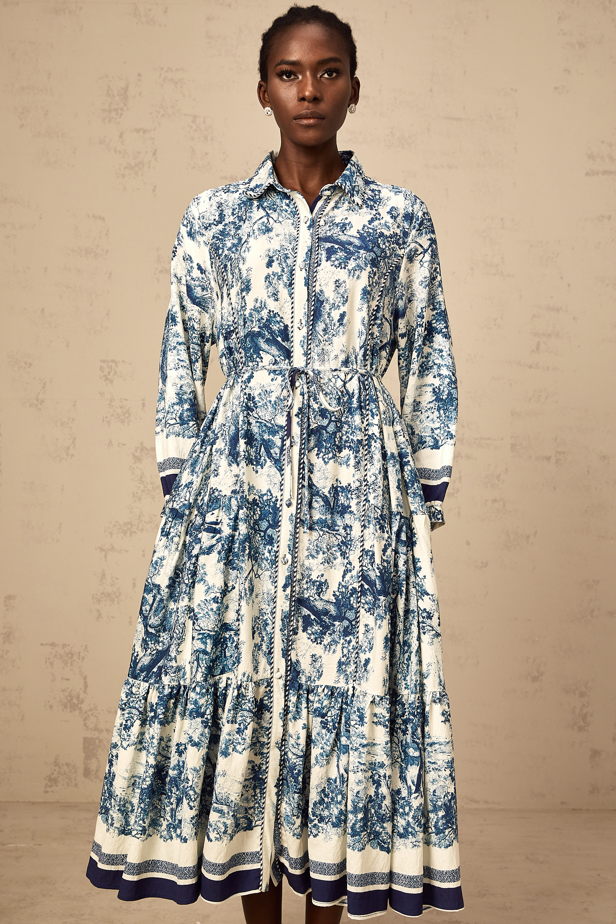 Adélaïde graphic-print midi dress in Blue (Final Sale-US Only)
