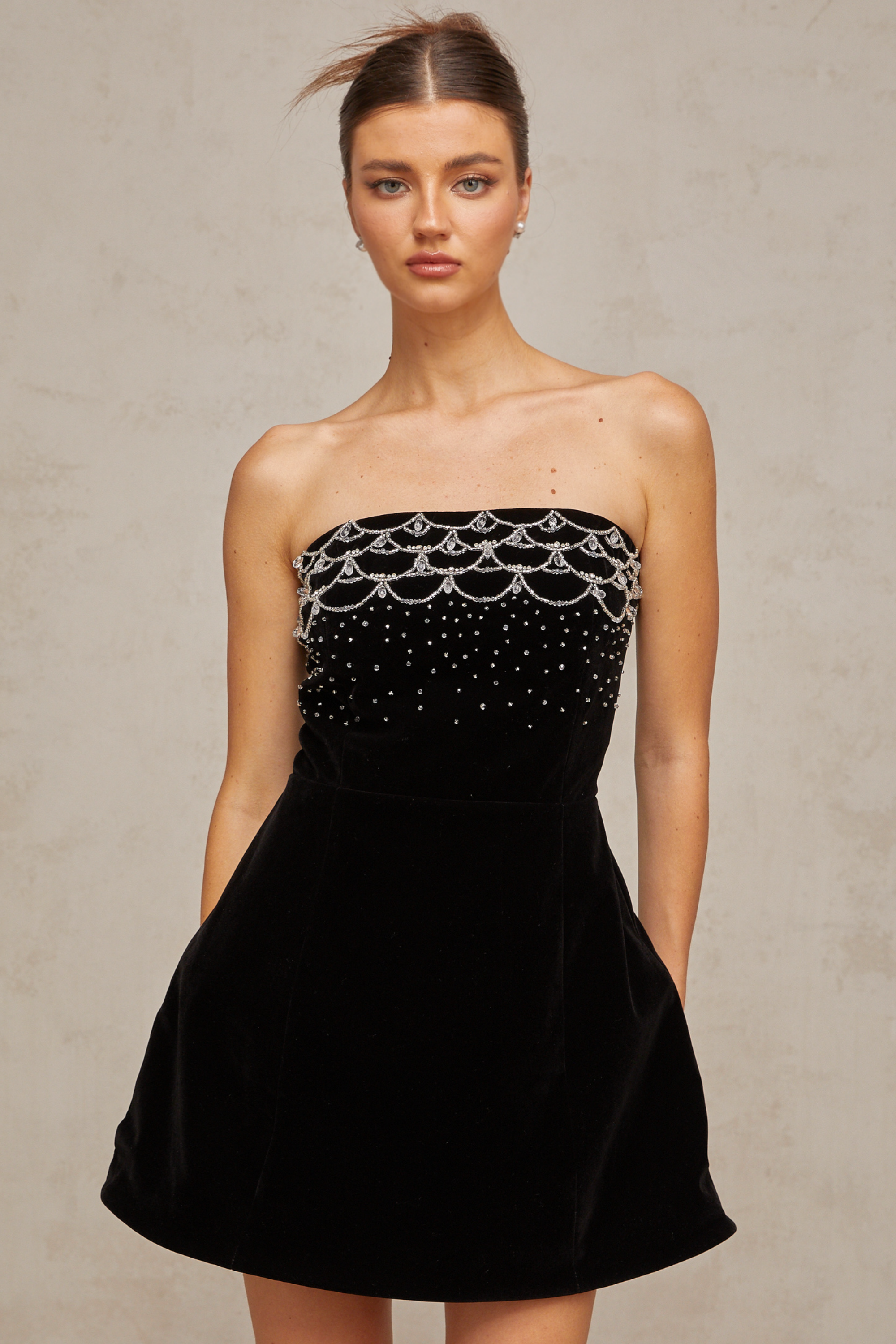 Sandrine crystal-embellished velvet mini dress