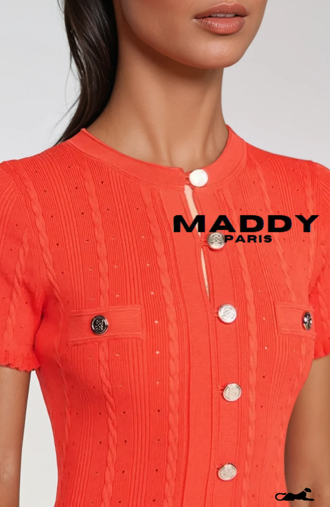 SANDRO ROMA KNIT MIDI DRESS - ORANGE