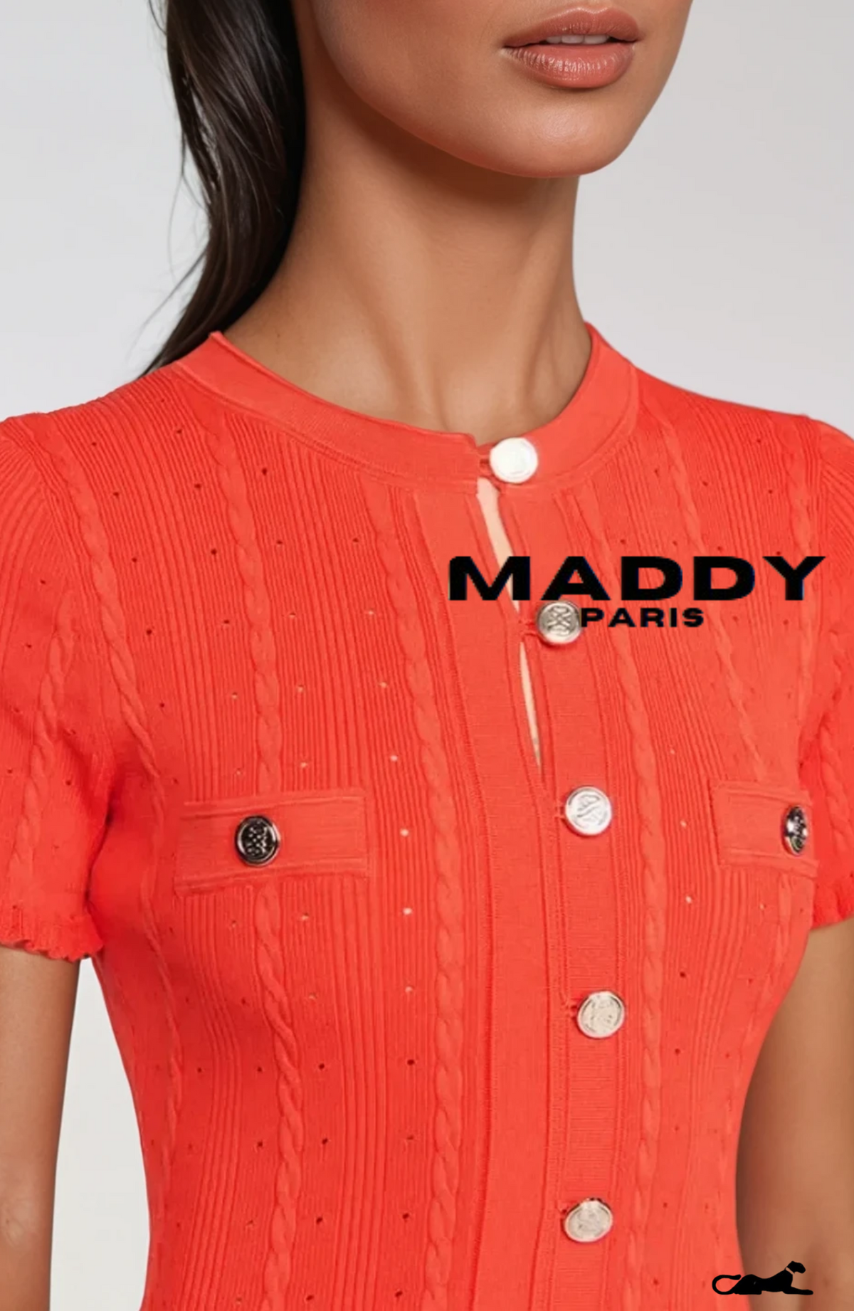 SANDRO ROMA KNIT MIDI DRESS - ORANGE