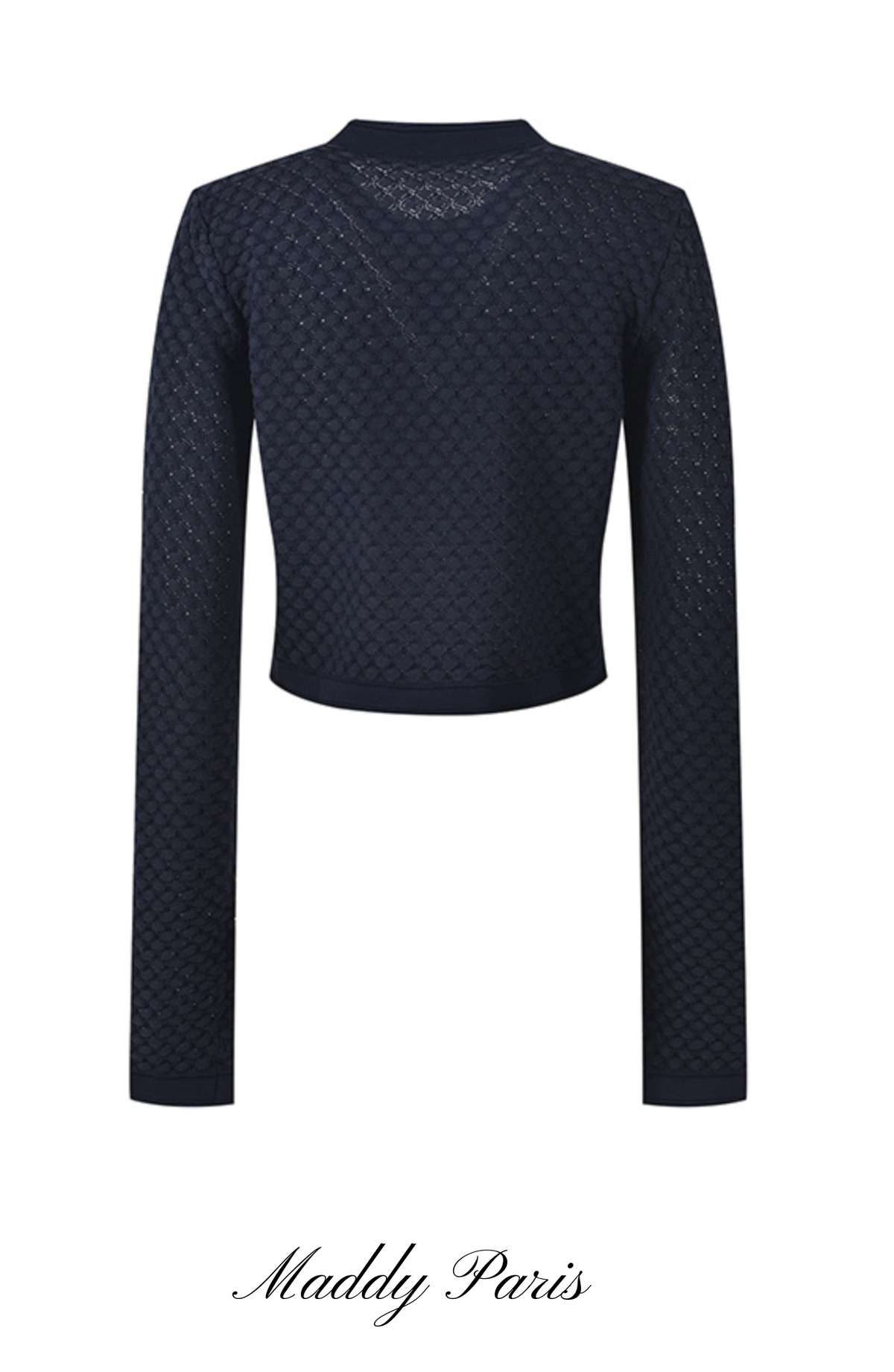 SANDRO IRINA DARK BLUE CROCHET KNIT CARDIGAN SWEATER TOP WITH GOLD BUTTONS - Dark blue