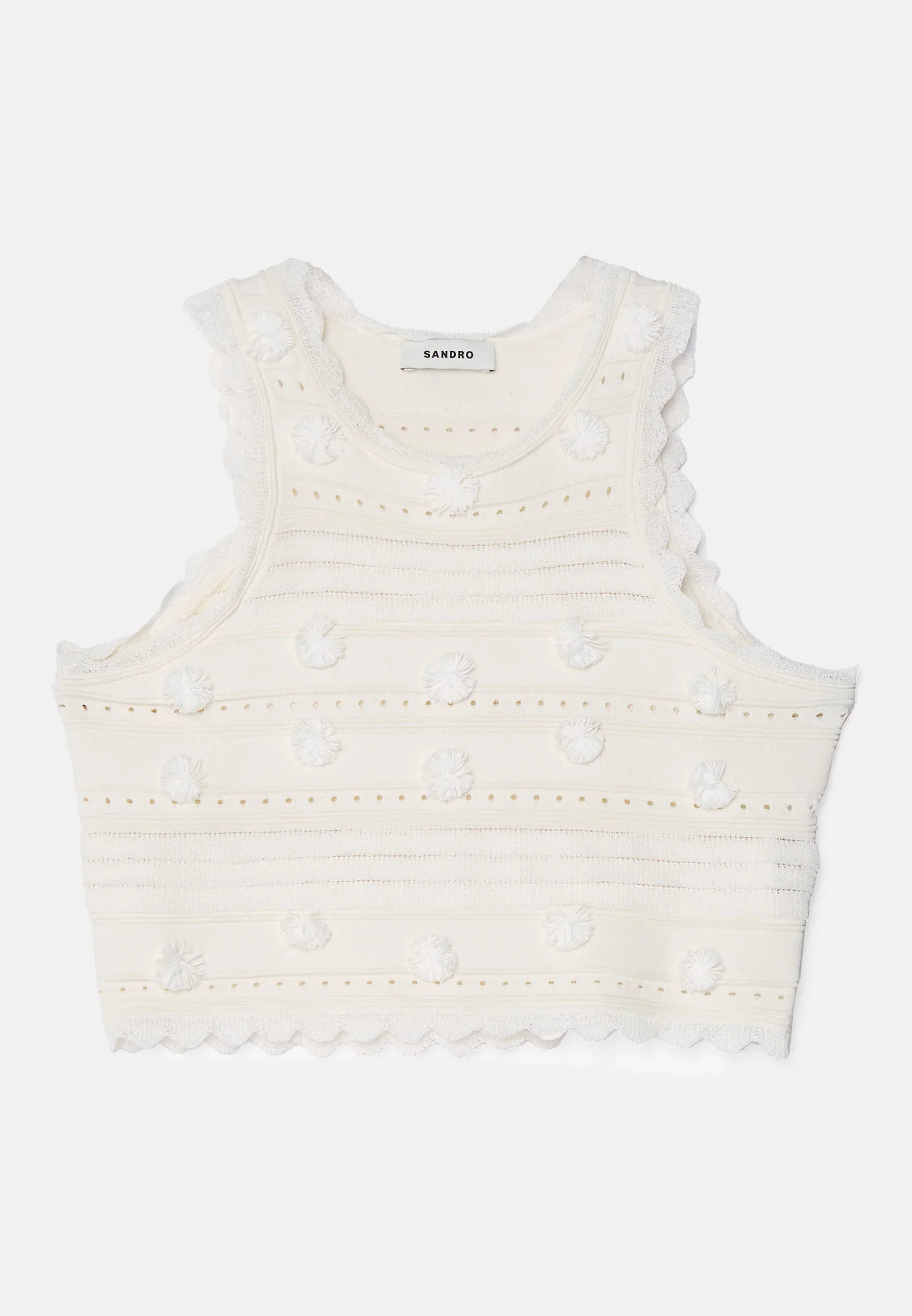 SANDRO AMERICAIN FRILL TOP - White