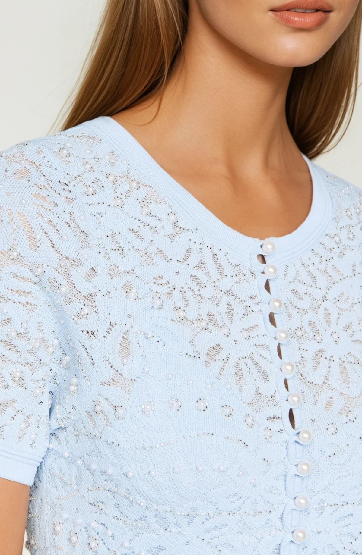 Sandro Levana beaded knit maxi dress - Light Blue