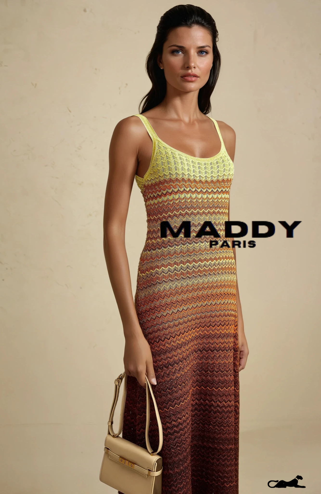 MADDY PARIS Gradient Knitted Maxi Dress sunset - Yellow
