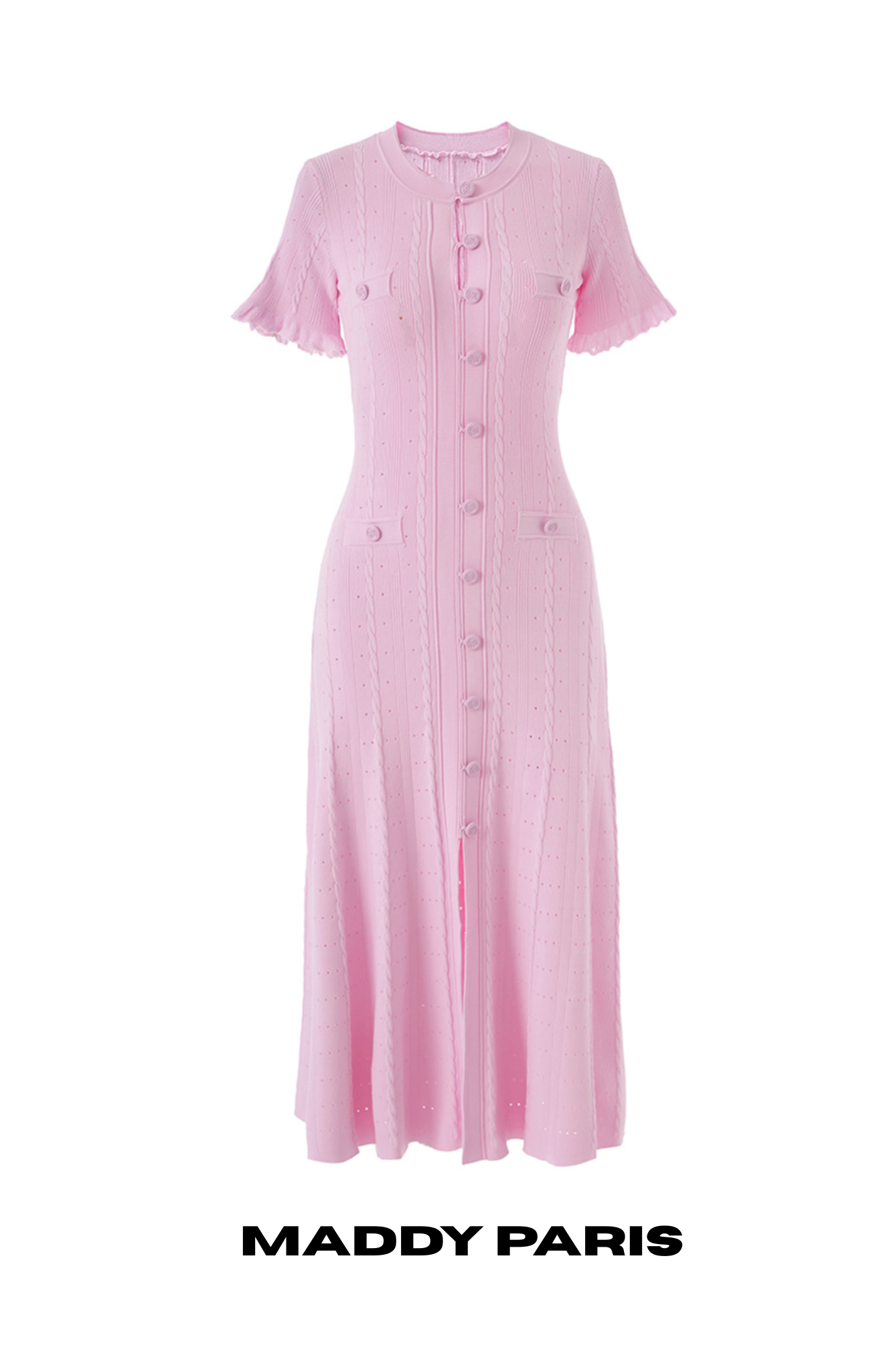 SANDRO GISELLE KNIT MIDI DRESS - LIGHT PINK