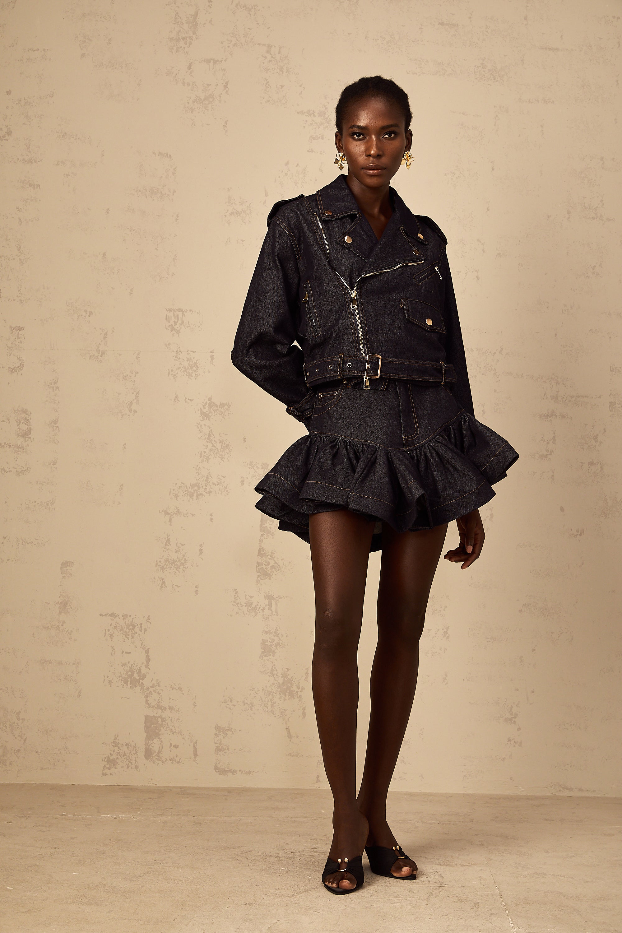 Florence Indigo Blue Contrast Stitching Denim Jacket