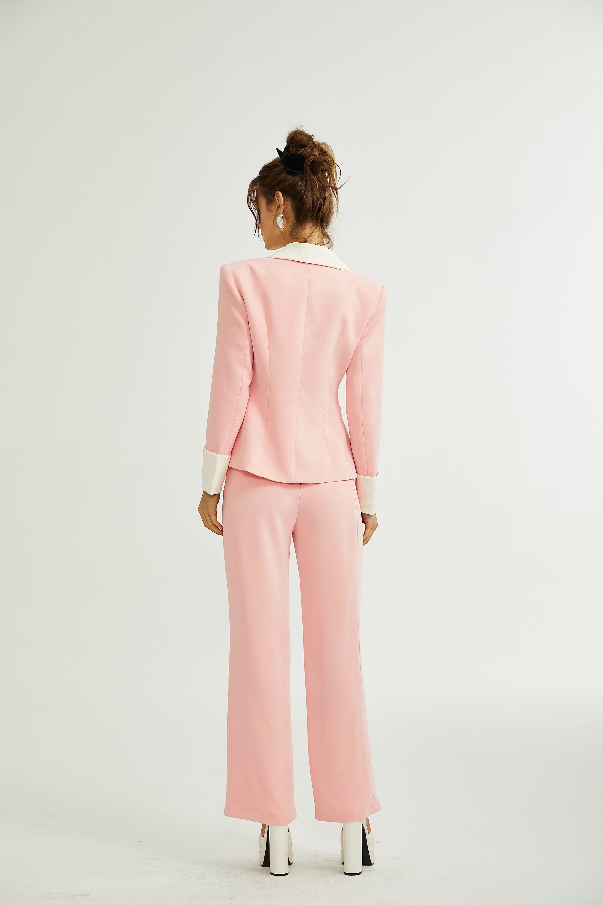 Claretta colour-block blazer & pants matching set