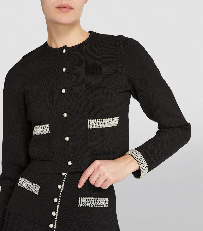 SANDRO Bead-Trim Cardigan- Black