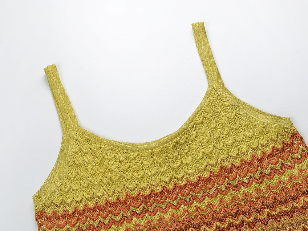 MADDY PARIS Gradient Knitted Maxi Dress sunset