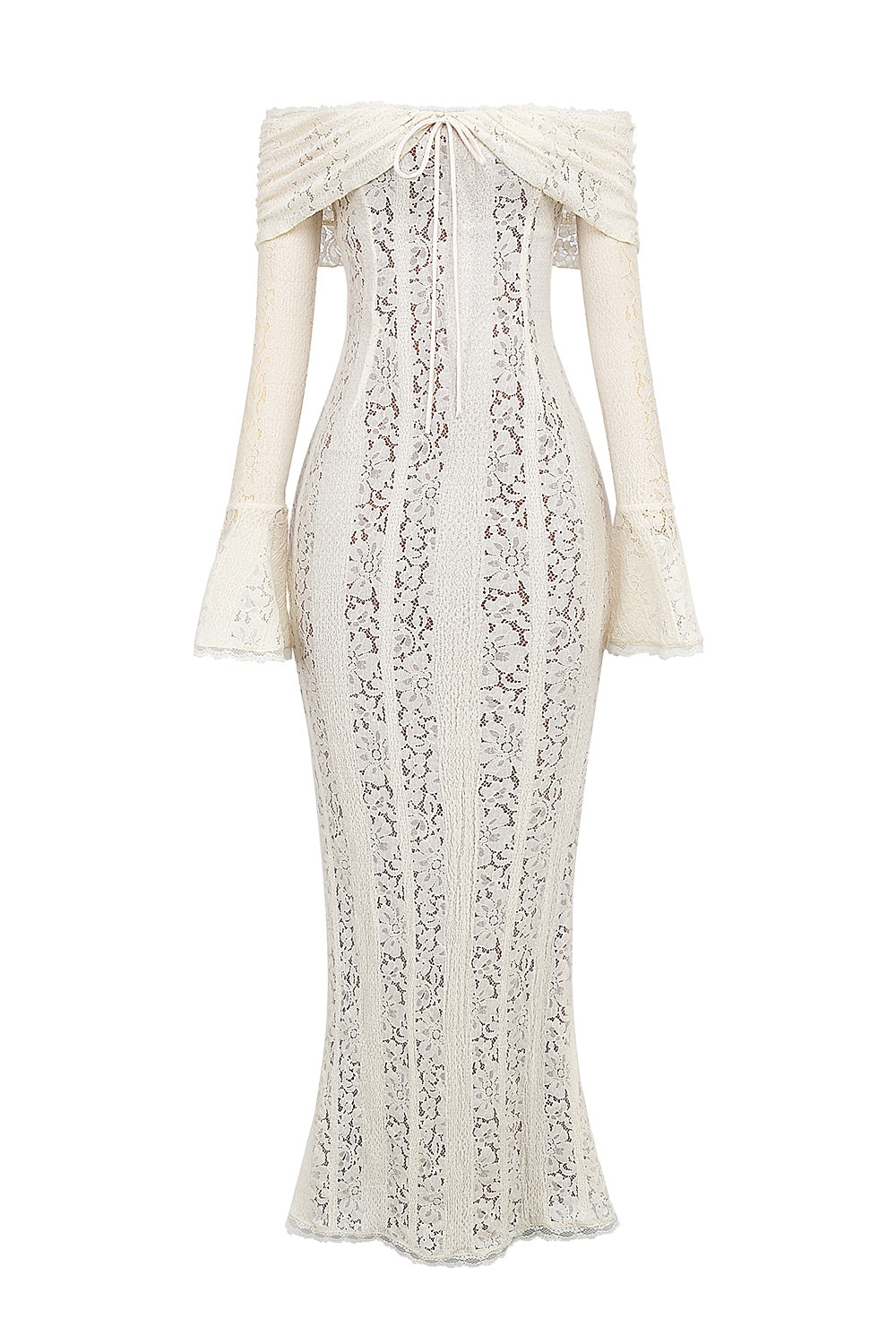 Vintage Floral Lace Off Shoulder Maxi Dress - Cream Vintage Floral Lace Off Shoulder Maxi Dress - Cream