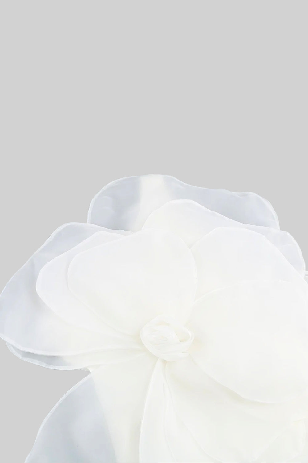 3D Voluminous Organza Floral Mini Dress - White