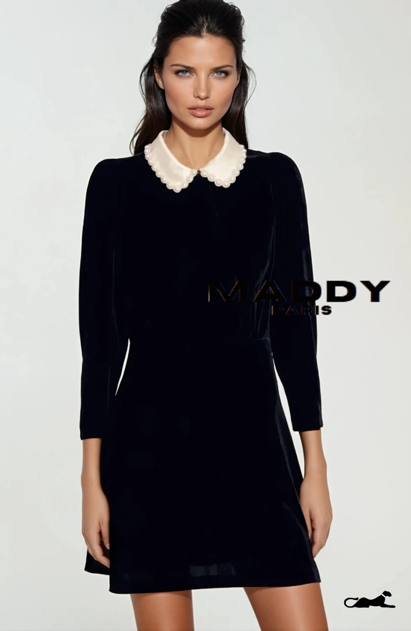 MADDY PARIS CELESTE VELVET MINI DRESS - BLACK