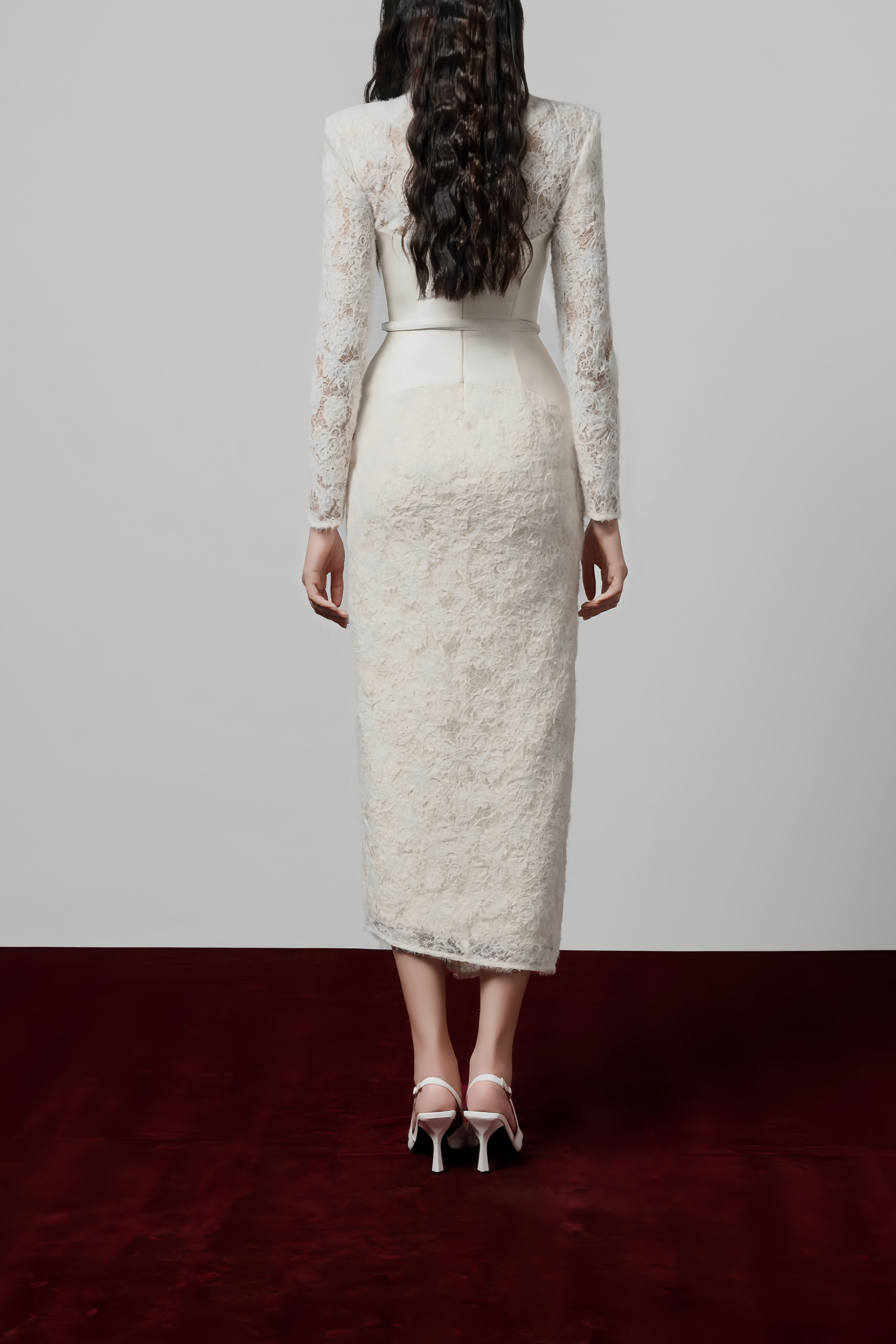 Oona White Floral Lace Pencil Midi Dress (Final Sale-US Only)