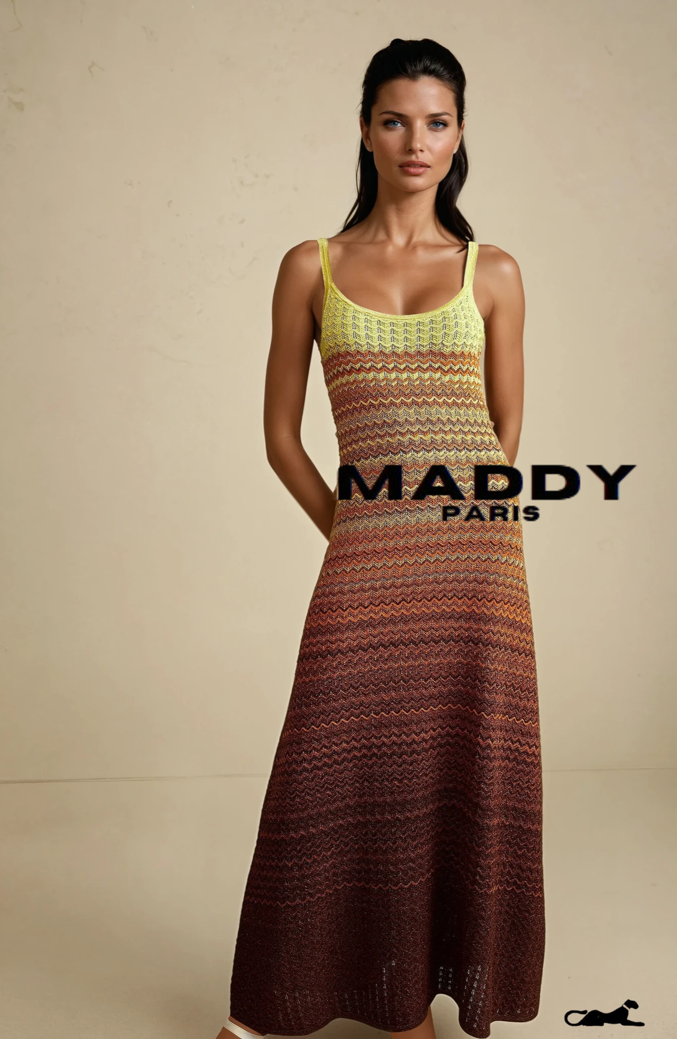 MADDY PARIS Gradient Knitted Maxi Dress sunset - Yellow