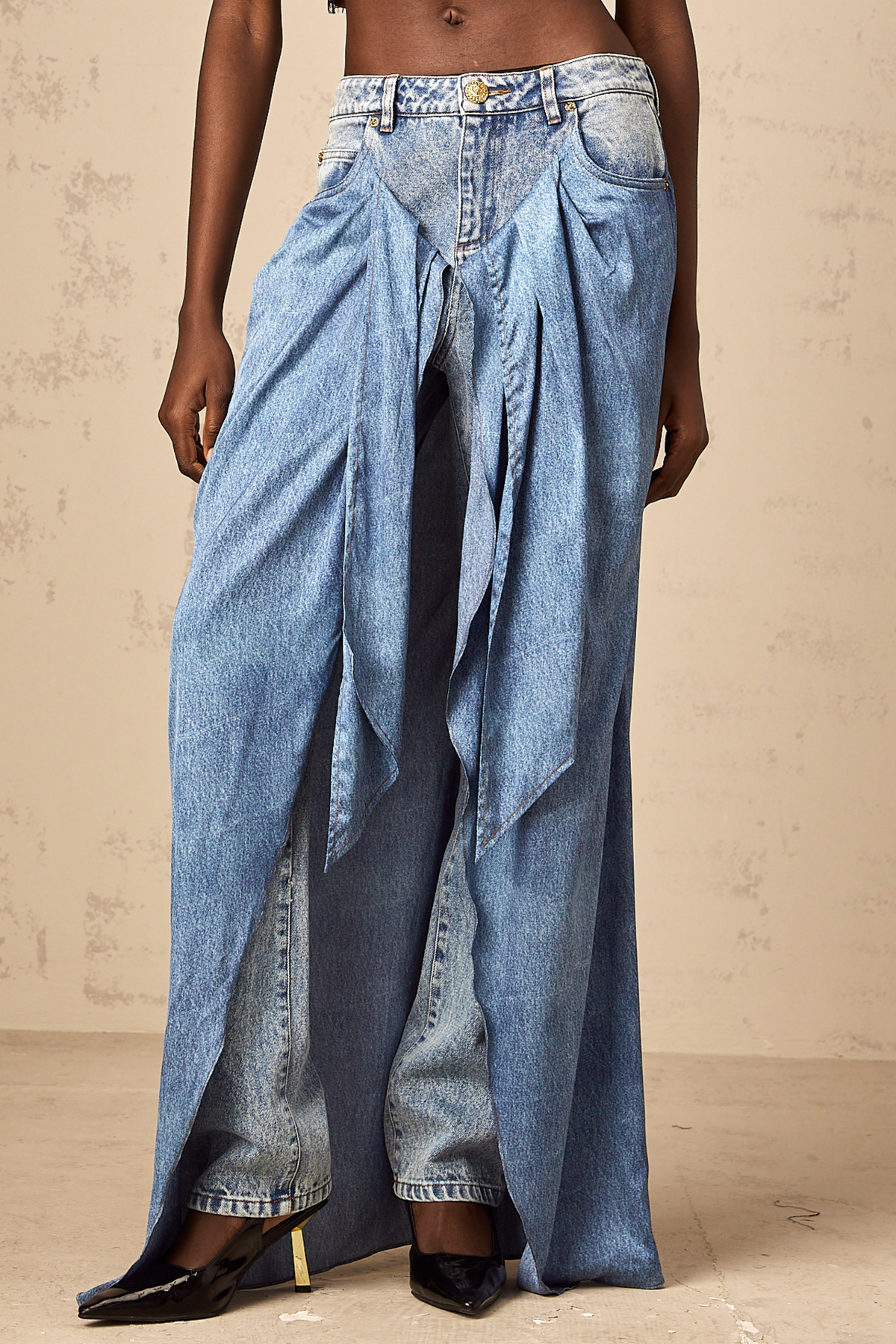 Ysabella blue layered denim jeans