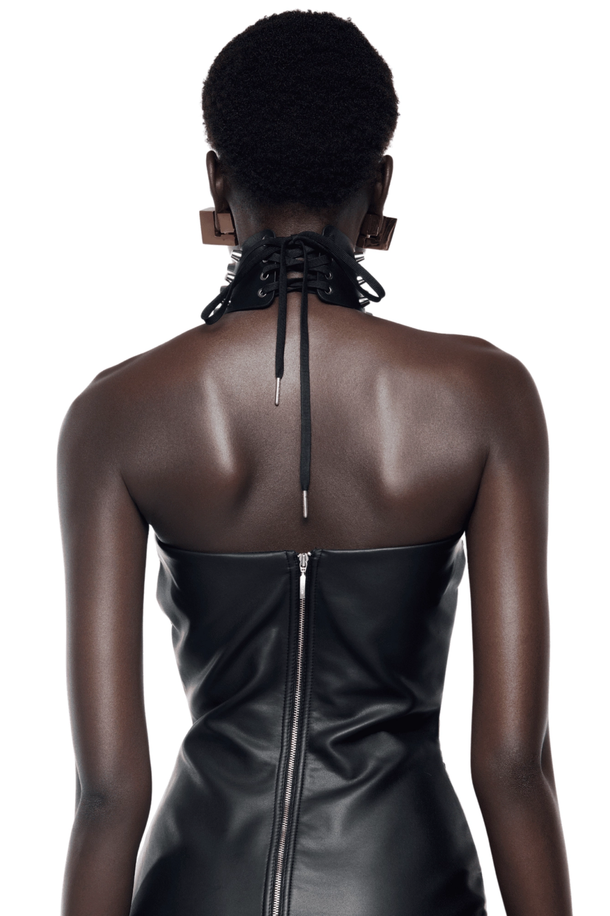 Janvier Black Strapless Fur Panel Mini Dress