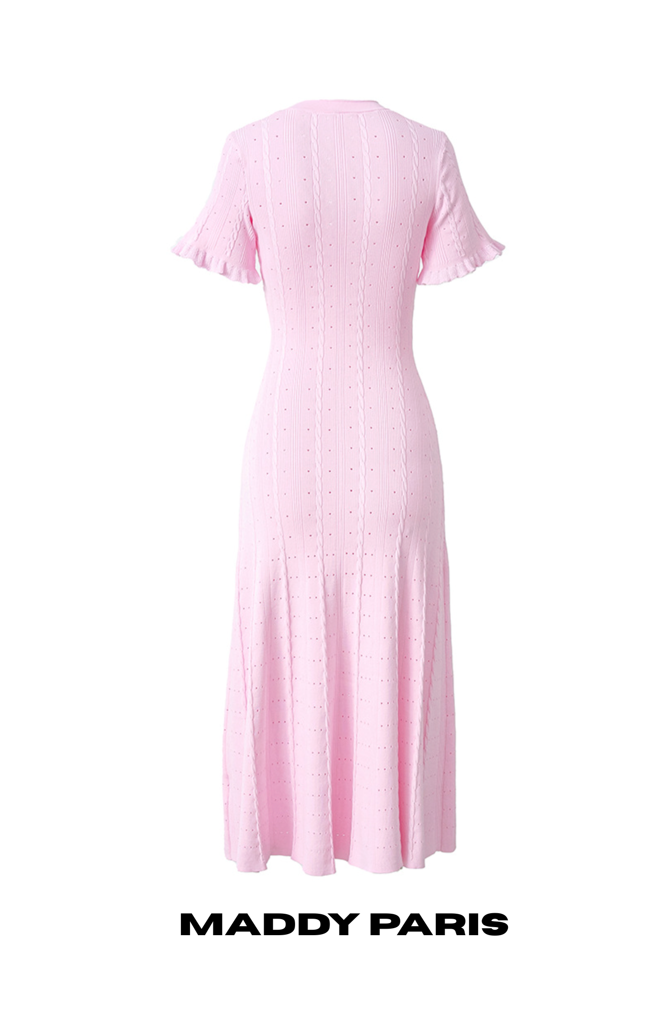 SANDRO GISELLE KNIT MIDI DRESS - LIGHT PINK