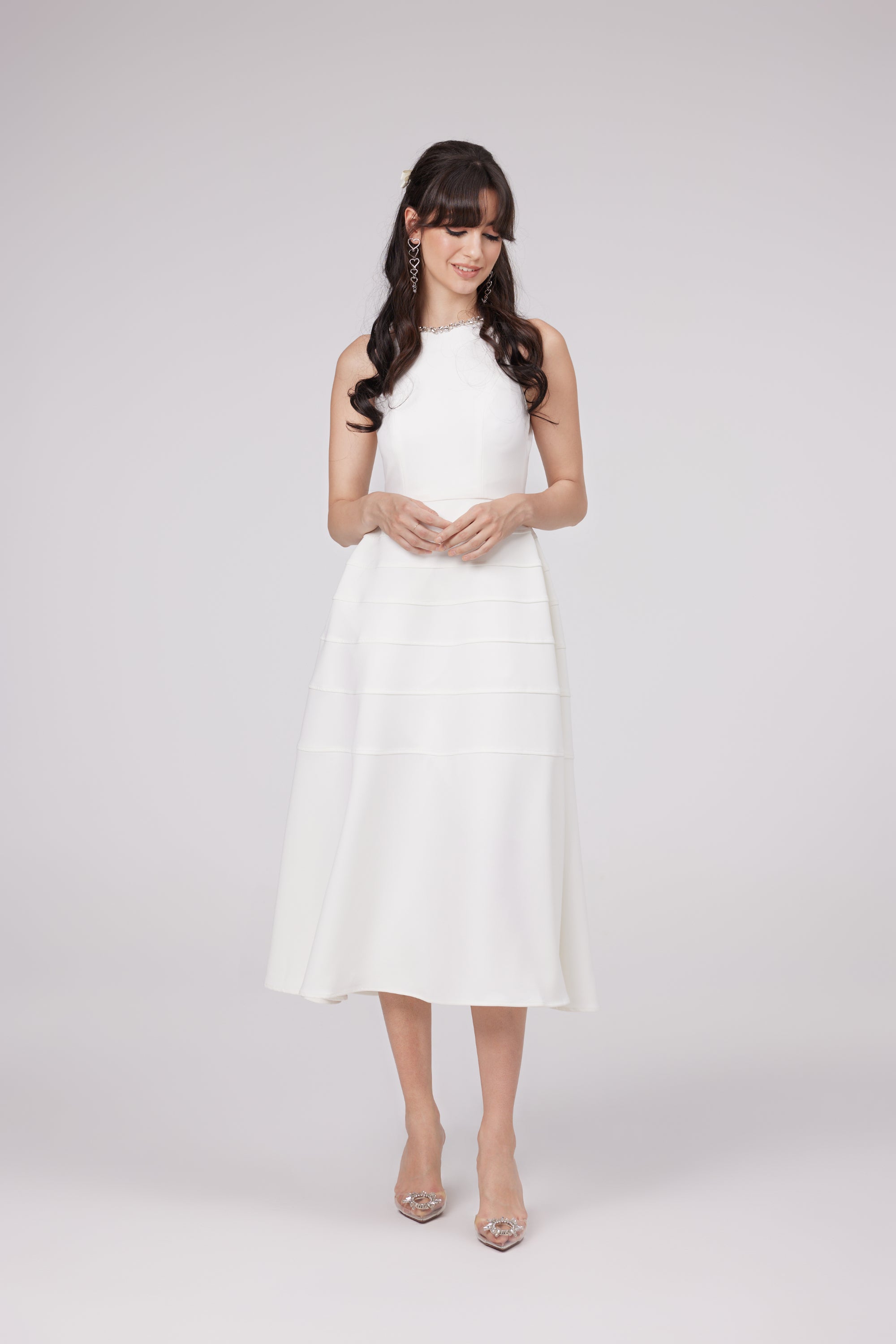 Inès white crystal-embellished midi dress (Final Sale-US Only)
