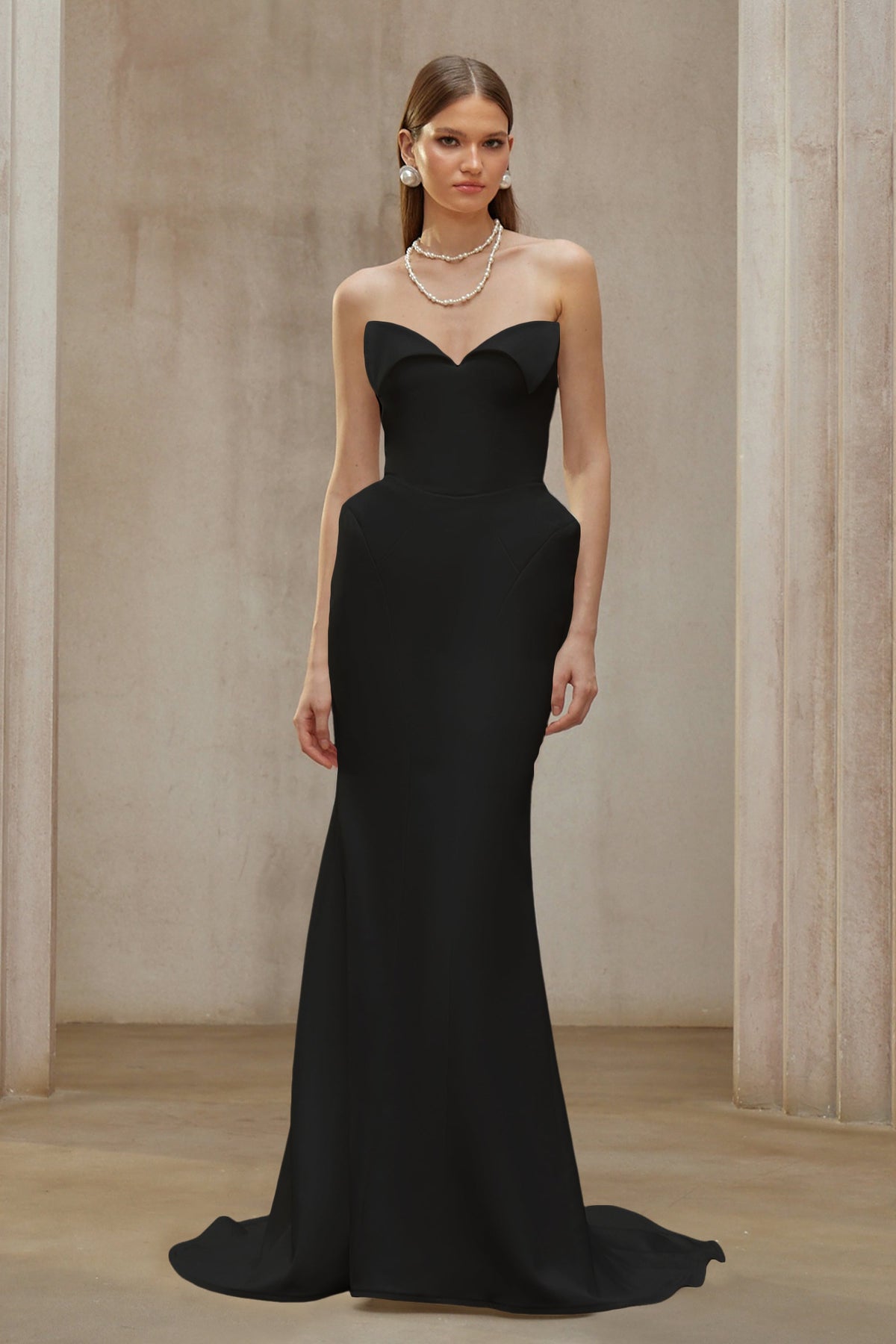 Alba Black Barrel Waist Corset Maxi Dress