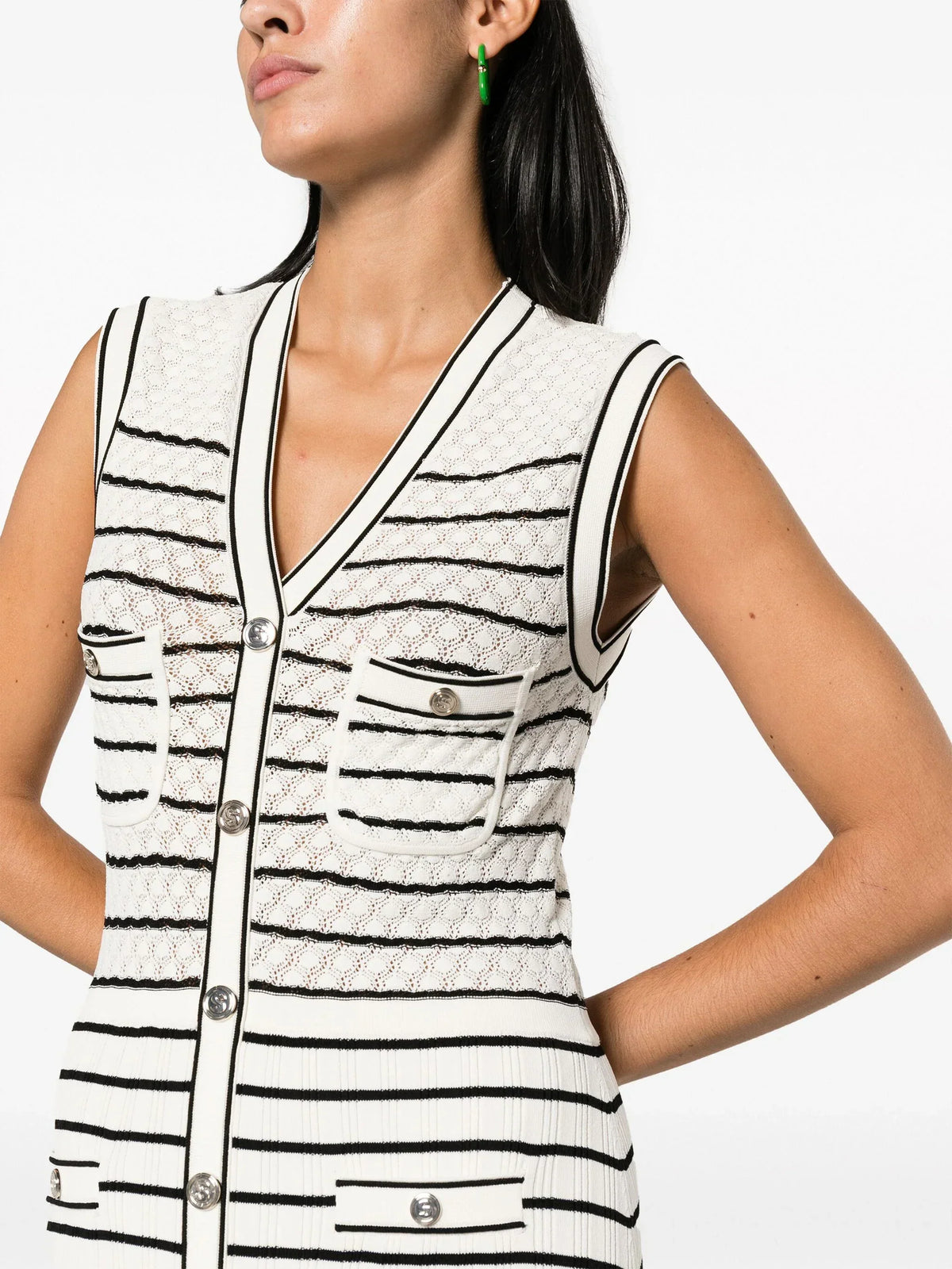 MADDY PARIS striped midi dress - White