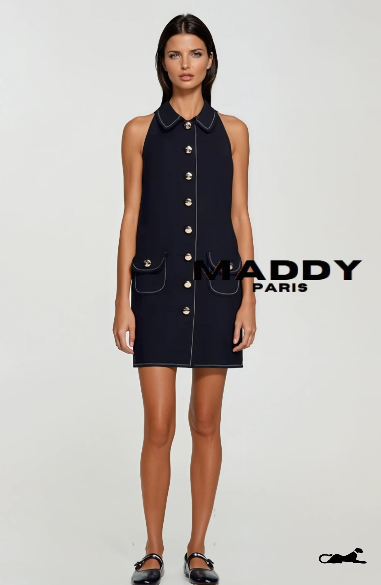 VIVIENNE SANDRO CREPE MINI DRESS - NAVY