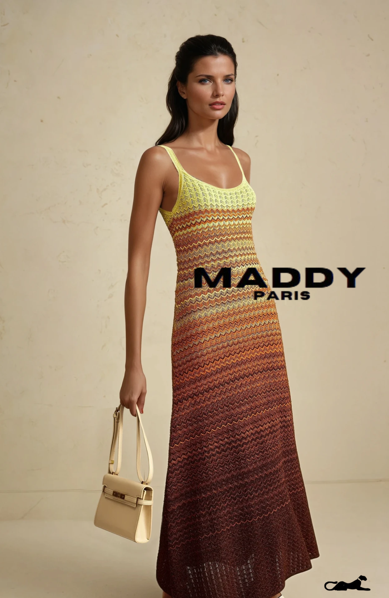 MADDY PARIS Gradient Knitted Maxi Dress sunset - Yellow