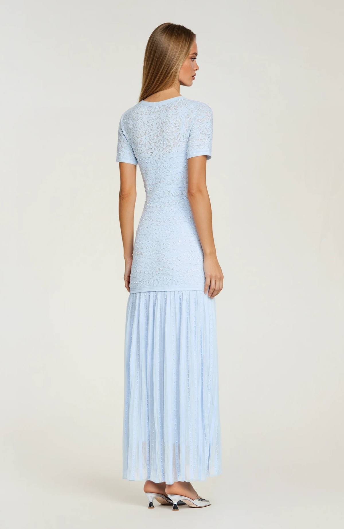 Sandro Levana beaded knit maxi dress - Light Blue