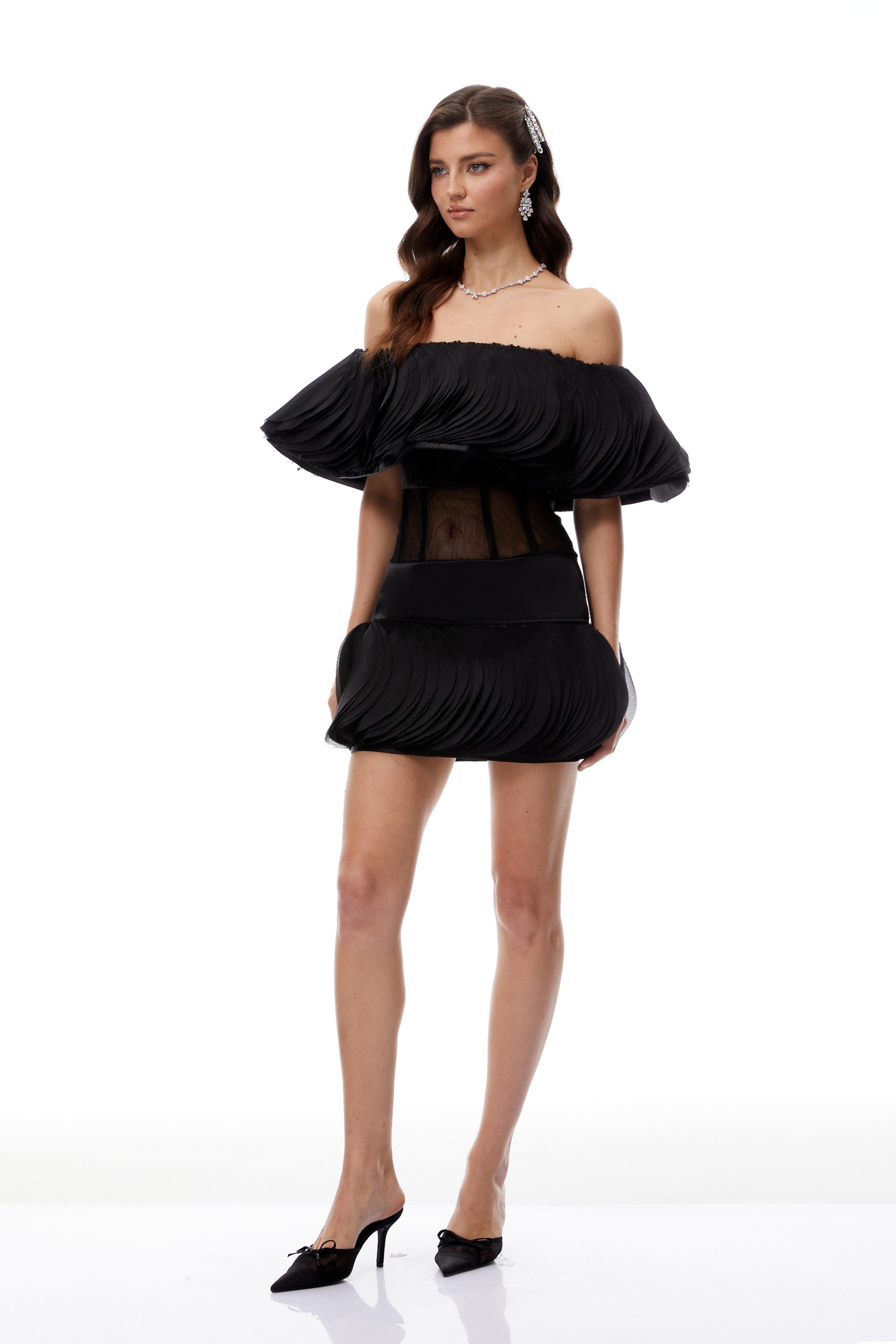 Mabel Black Layered Ruffled Mini Dress (Final Sale)