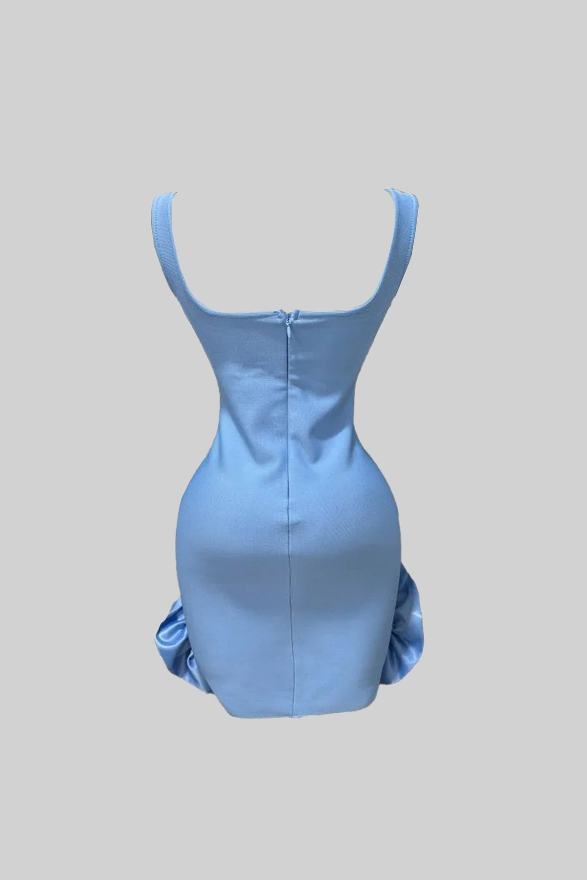 Embellished Bodycon Mini Dress With Crystal Flowers – Baby Blue