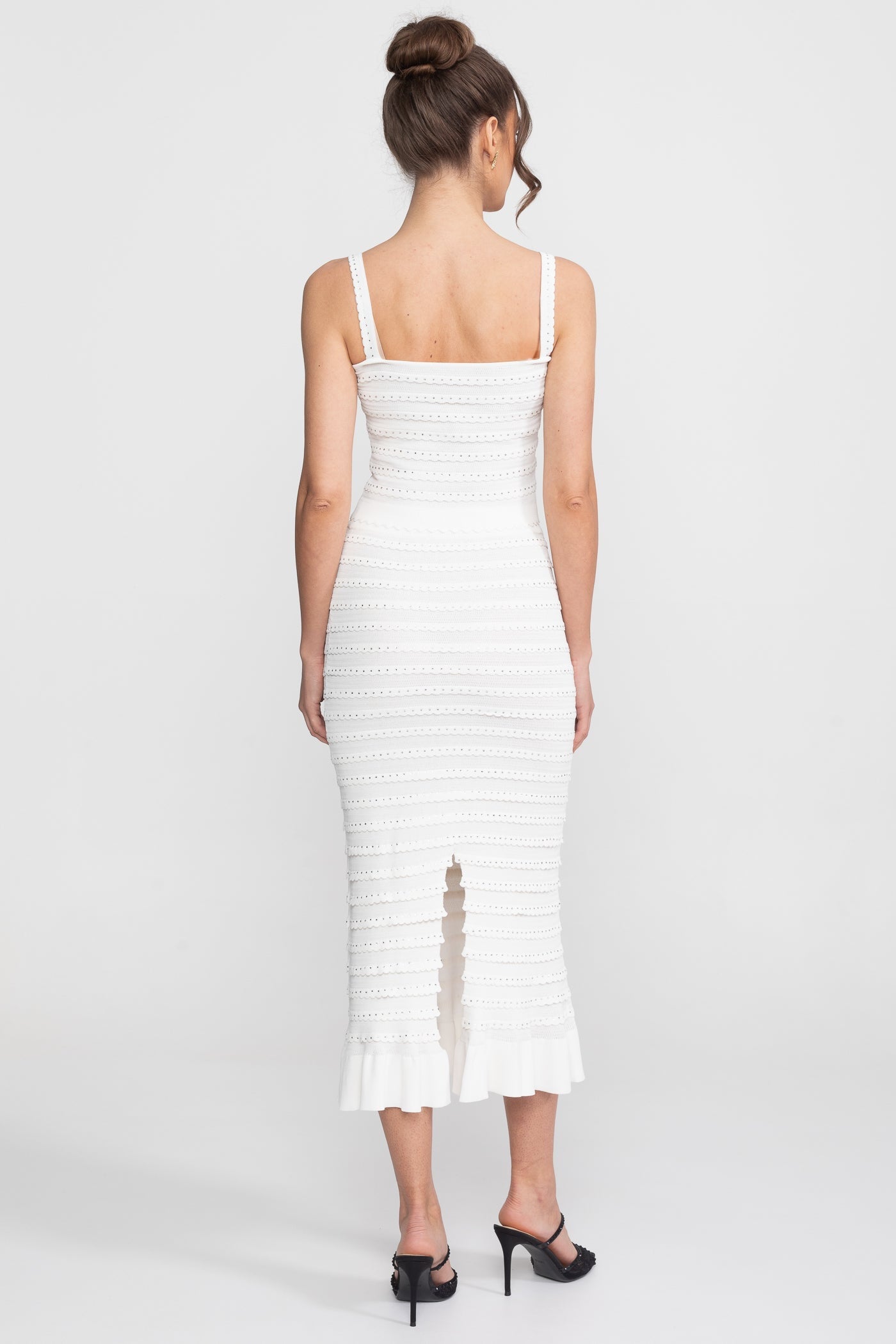 Textured Knit 3 Piece Set With Blazer, Top And Midi Skirt - White