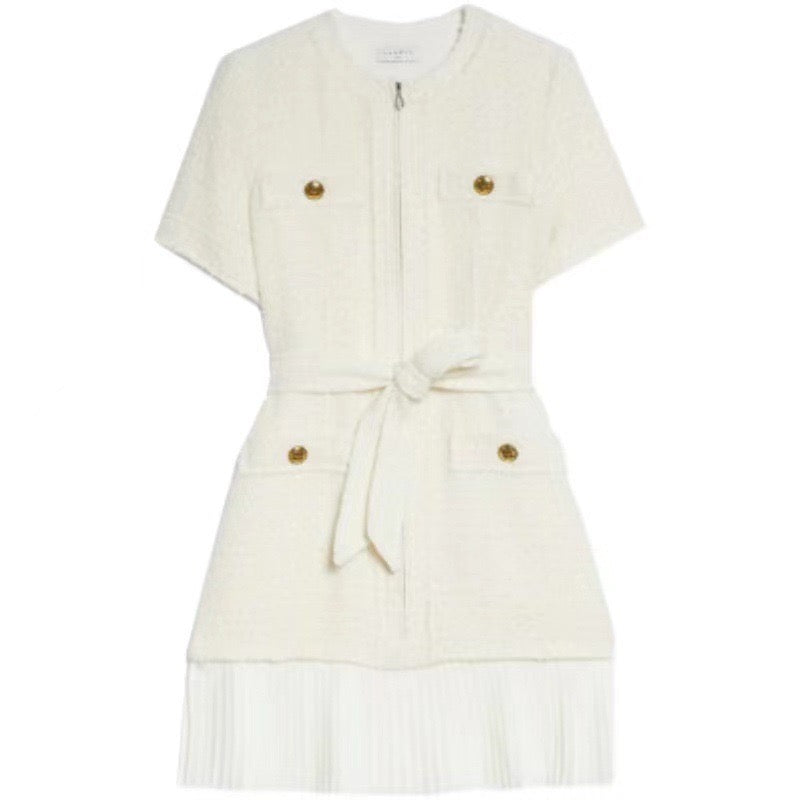 Sandro tweed mini dress with belt