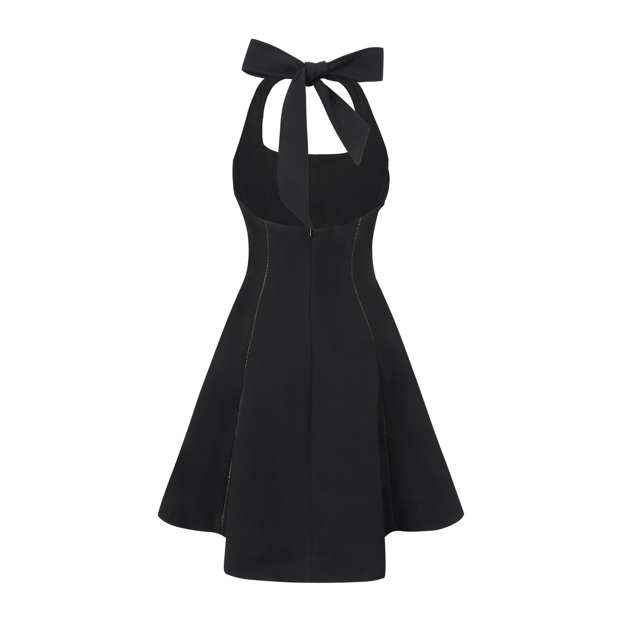 Quirine halterneck bow-detail mini dress in Black