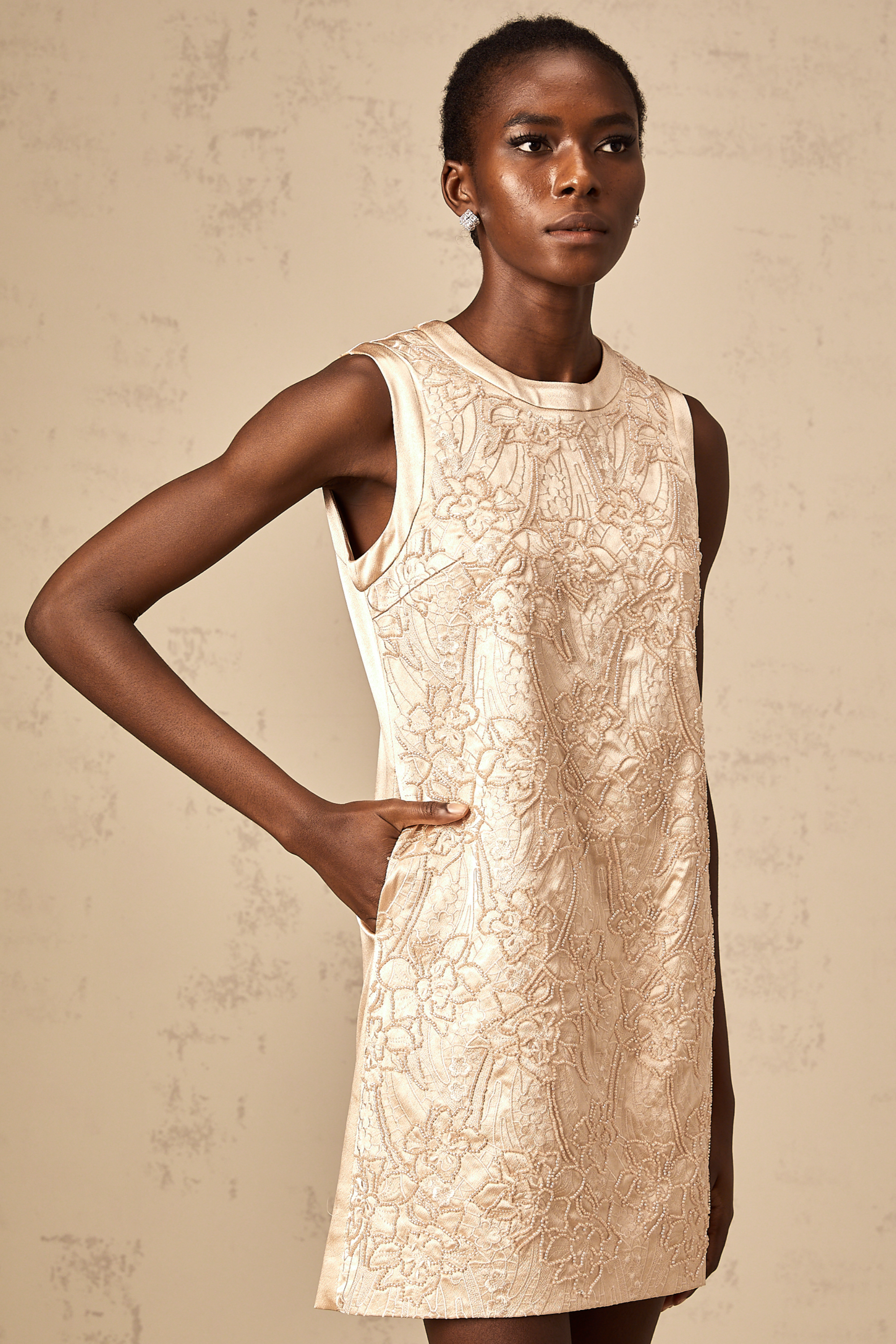 Isabelle embroidered bead-embellished mini dress