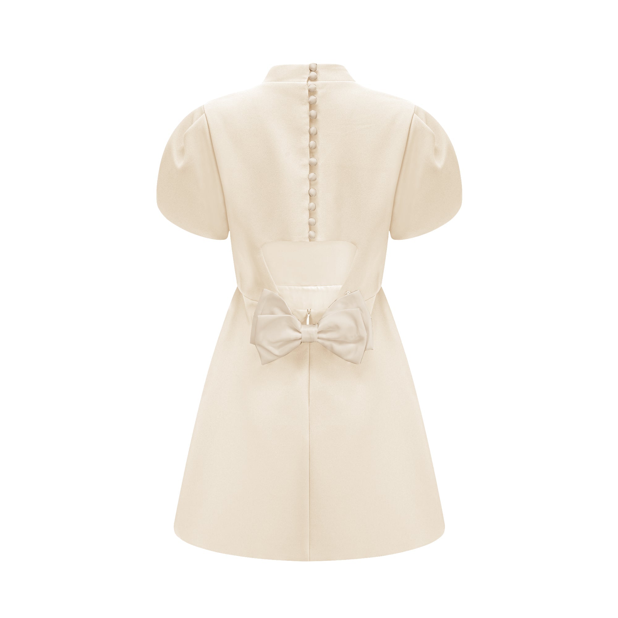 Anna White Petal Sleeve Cut Out Bow Mini Dress