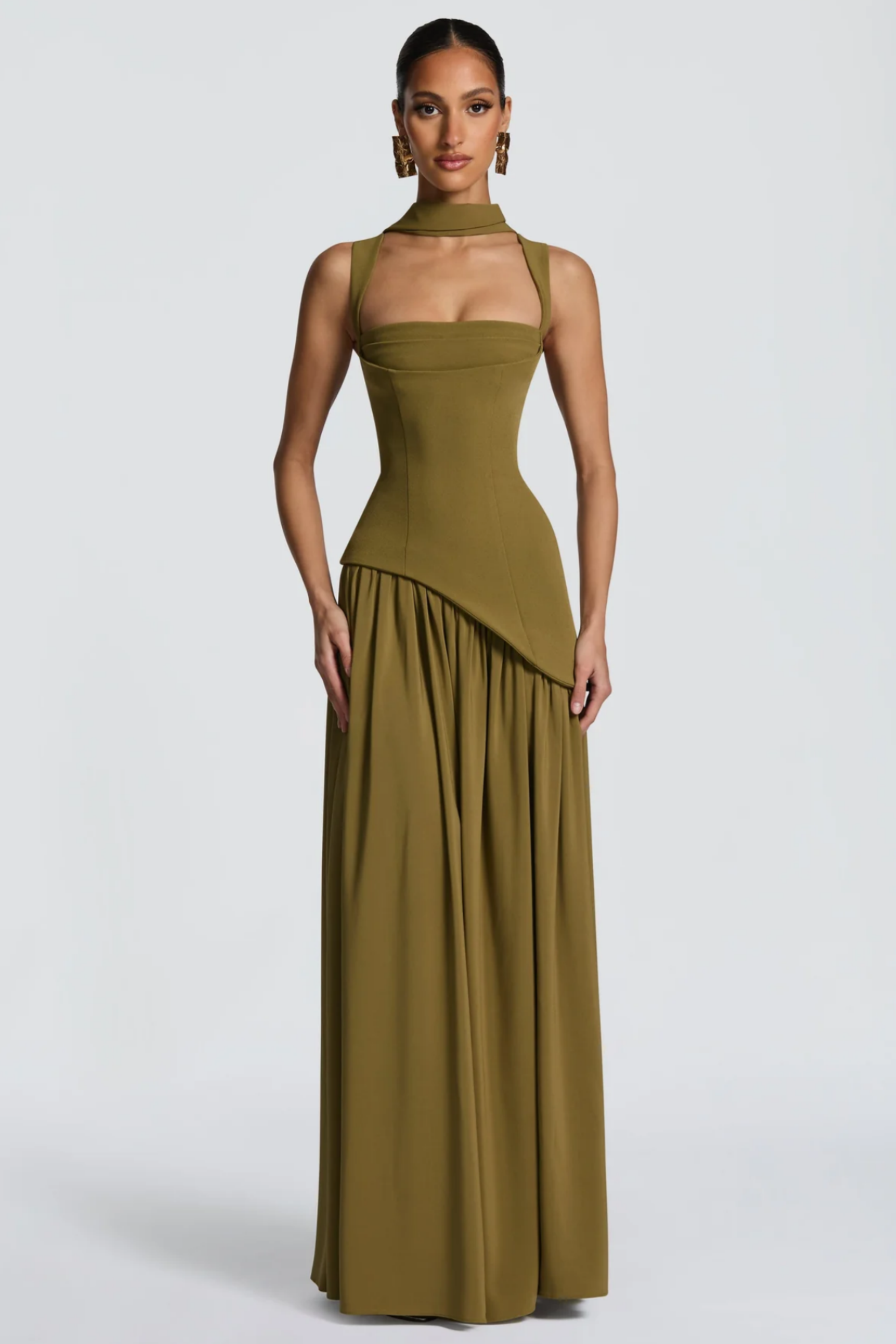 Sidonie Atrovirens Asymmetrical Maxi Gown