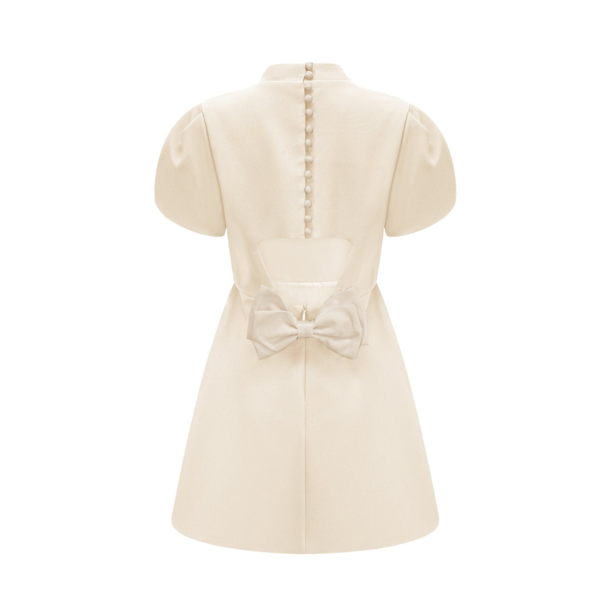 Anna White Petal Sleeve Cut Out Bow Mini Dress