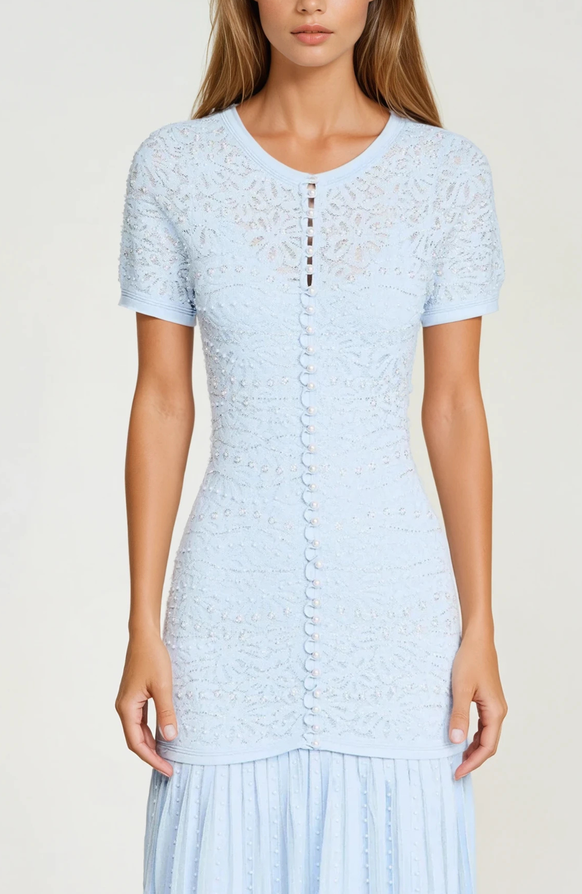 Sandro Levana beaded knit maxi dress - Light Blue