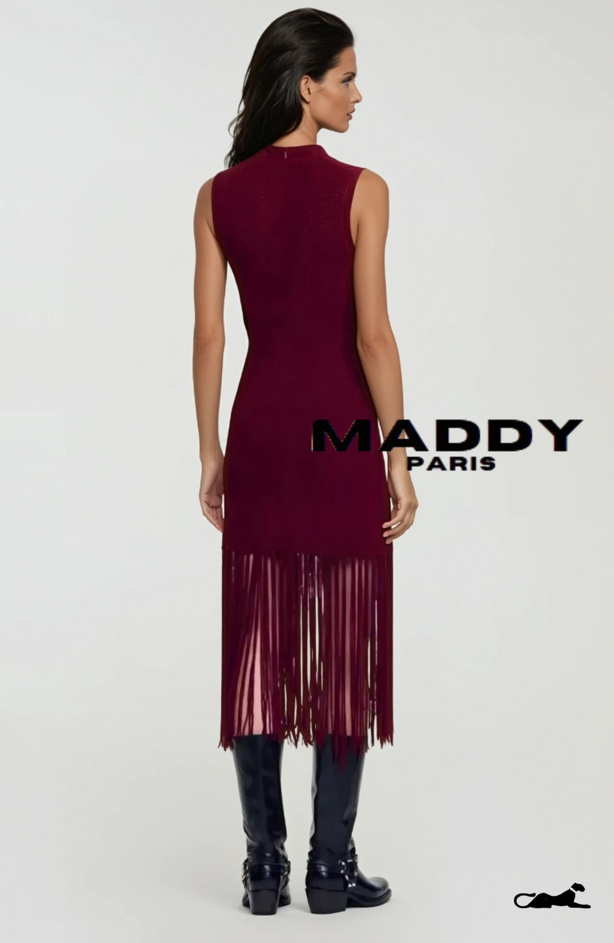 MADDY PARIS EVANGELINE VELVET FRINGE MAXI DRESS – Dark Red