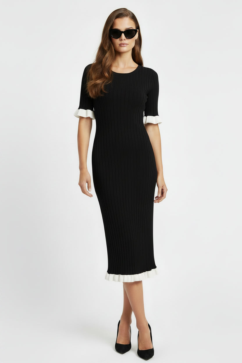 SANDRO black Maxi viscose dress - Black