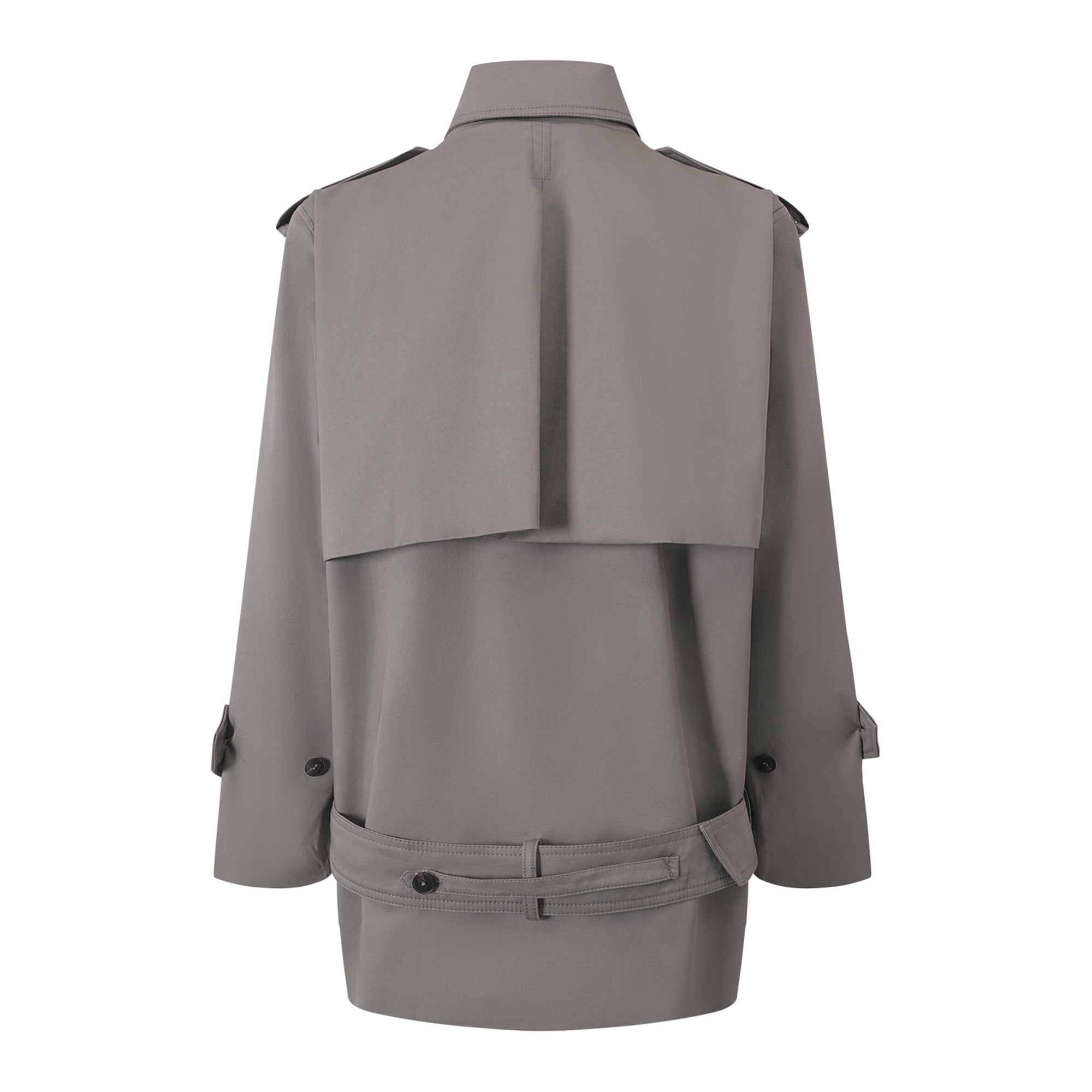 Mavis Grey Double-Breasted Belted Trench Coat