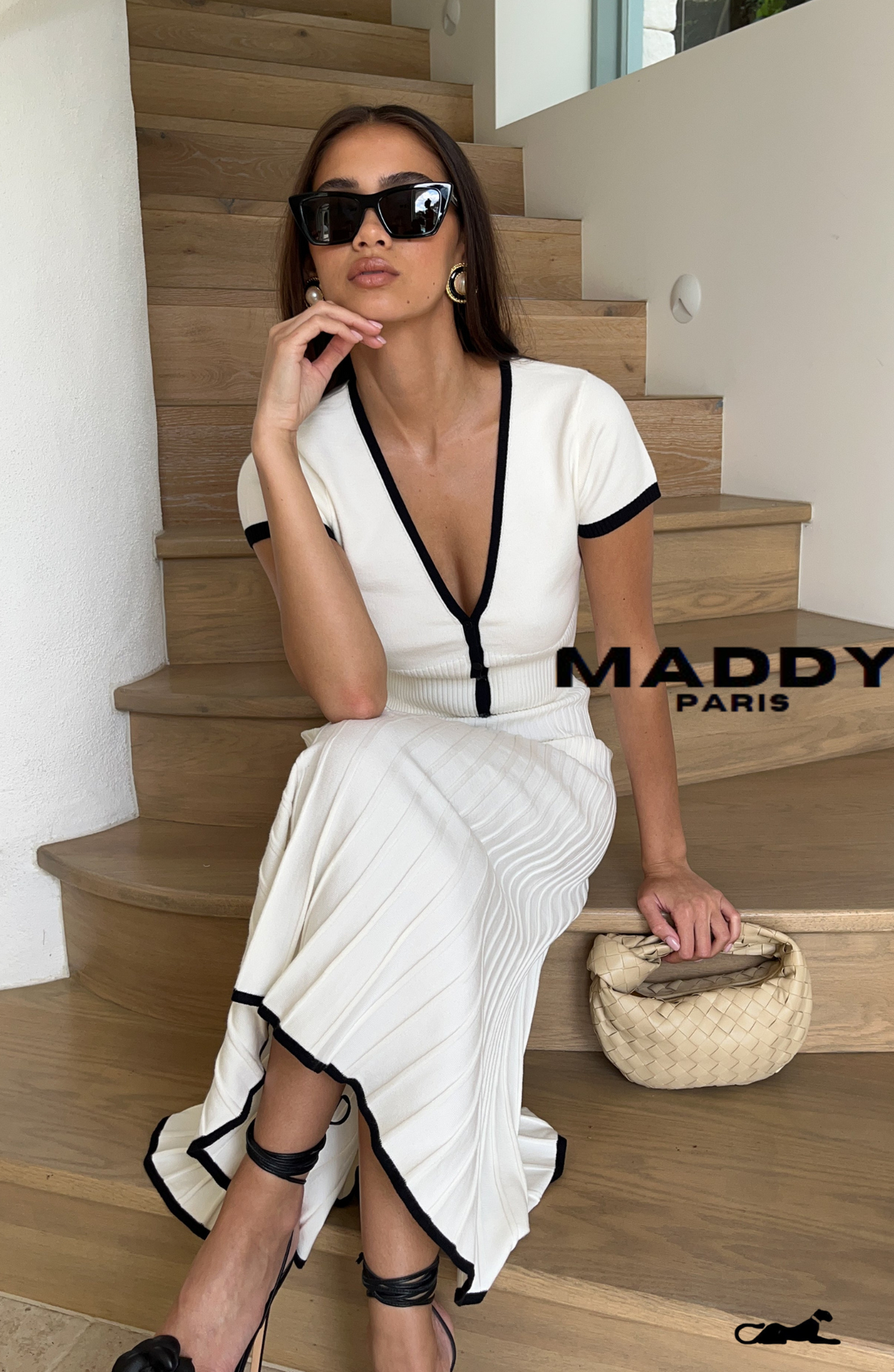 JOLENE RIBBED KNIT MIDI SKIRT SET - WHITE