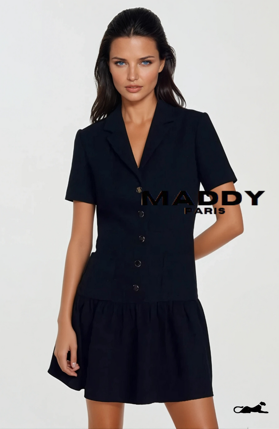 MADDY PARIS VALERIE TEXTURED TWEED MINI DRESS - BLACK