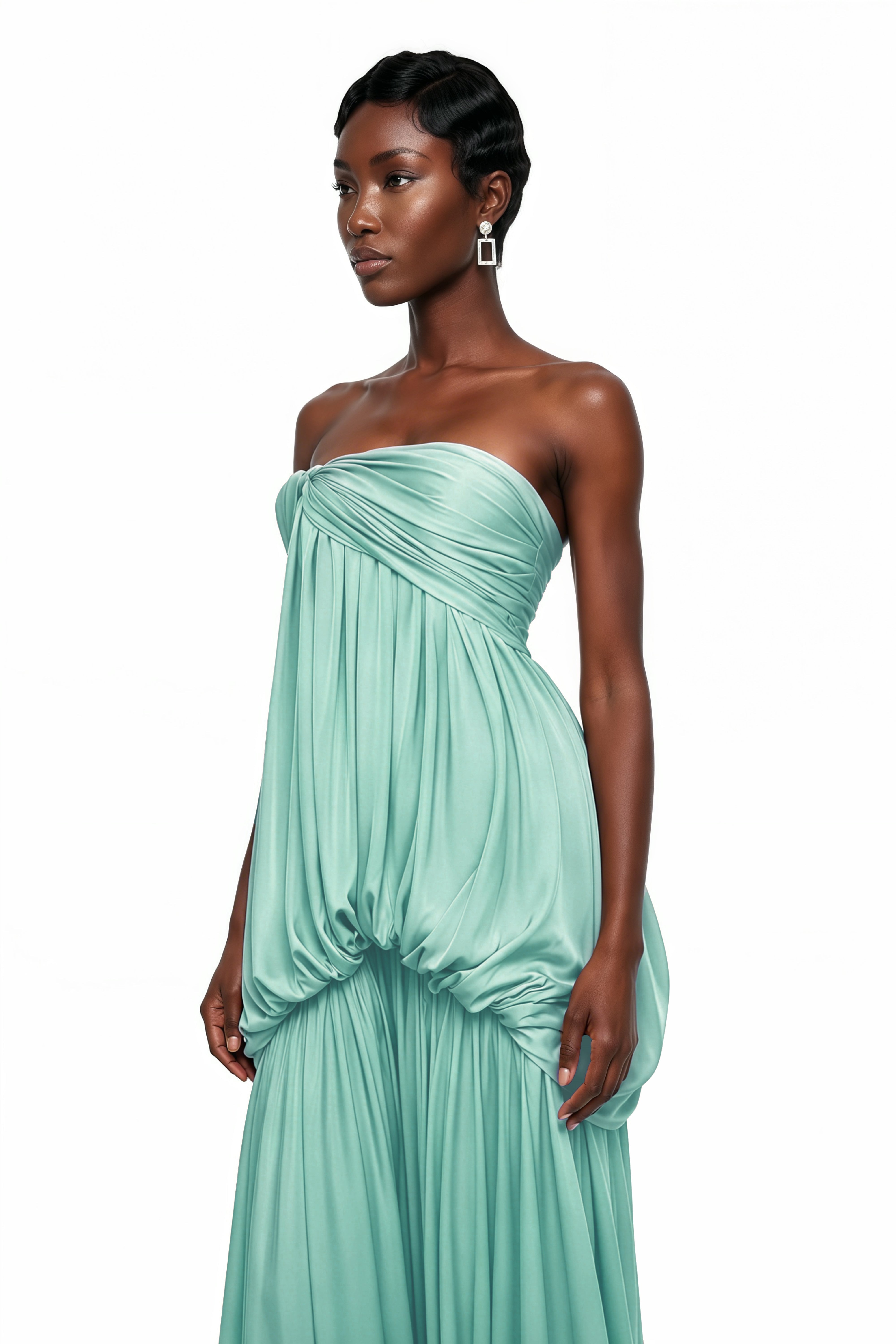 Aamu Green Off Shoulder Maxi Dress