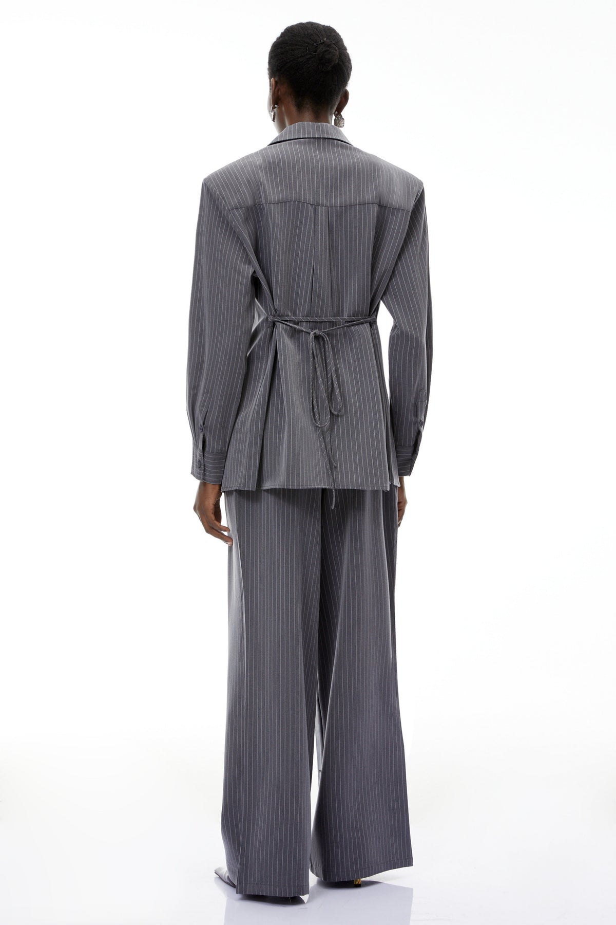 Abigail Grey Vertical Stripe Blazer & Trousers Set (Final Sale)