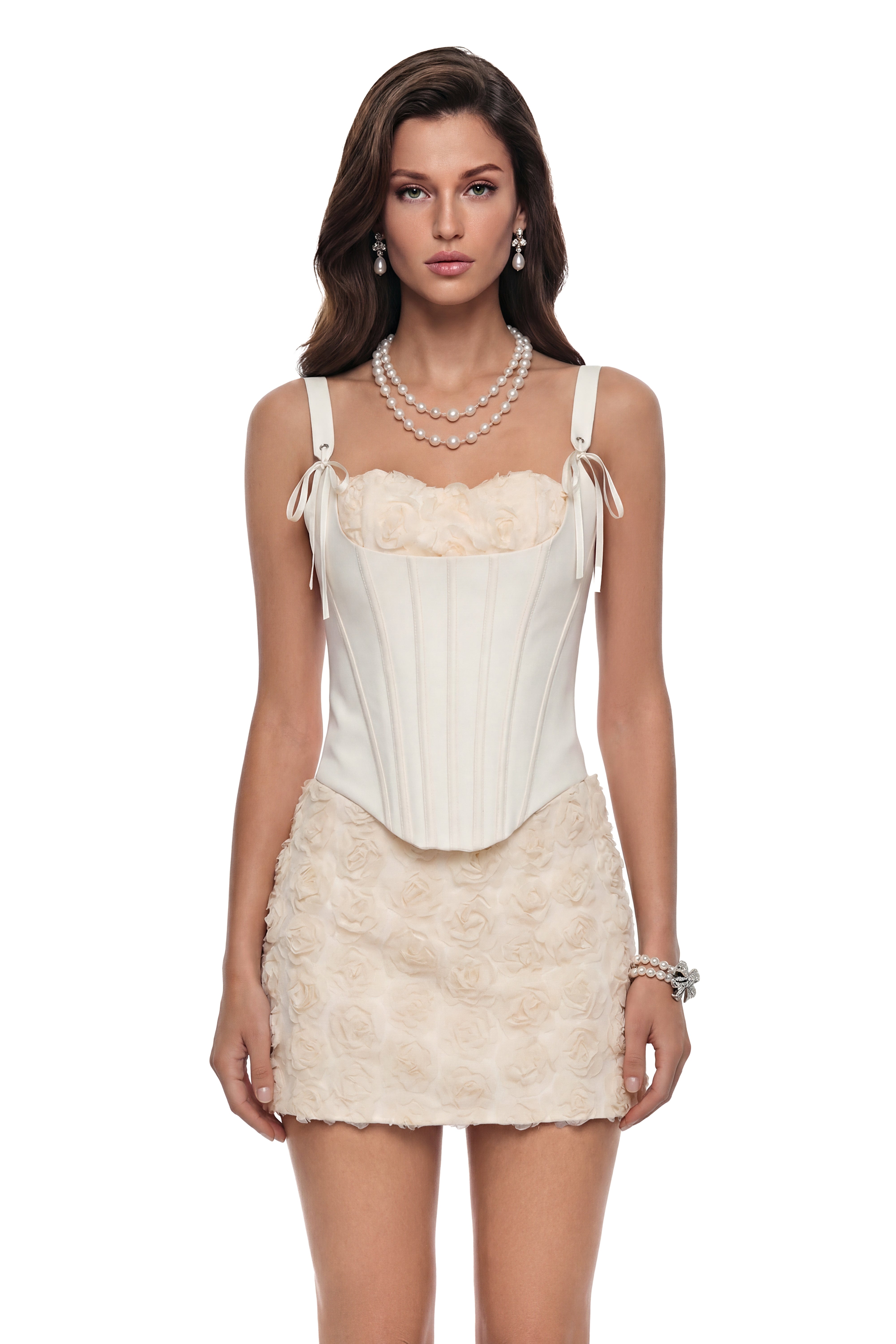 Aelia White Floral Top & Skirt Set